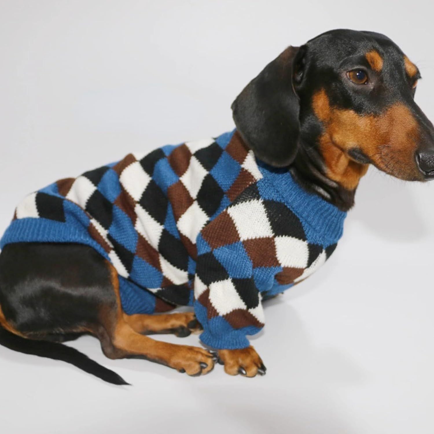 Small Medium Size Dog Cat Winter Sweater, Warm Thick Argyle Pattern Knitted Pullover Clothing for Pet Small