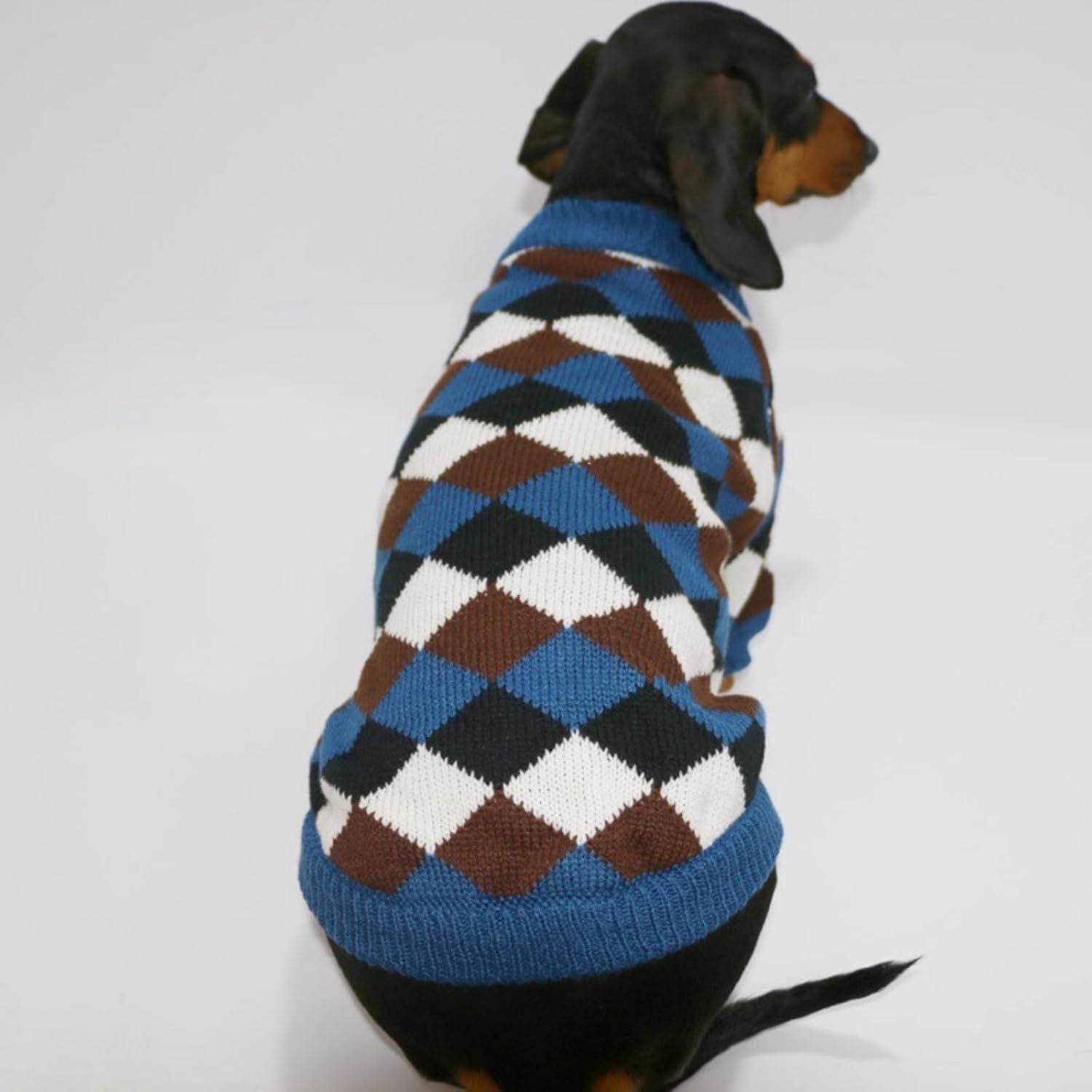 Small Medium Size Dog Cat Winter Sweater, Warm Thick Argyle Pattern Knitted Pullover Clothing for Pet Small