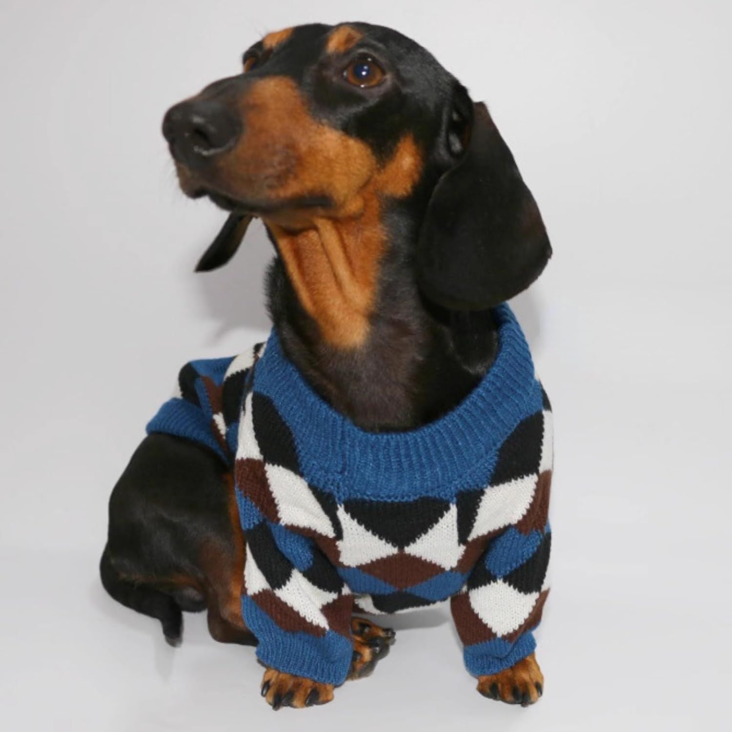 Small Medium Size Dog Cat Winter Sweater, Warm Thick Argyle Pattern Knitted Pullover Clothing for Pet Small