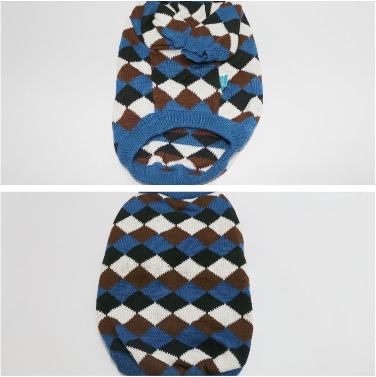 Small Medium Size Dog Cat Winter Sweater, Warm Thick Argyle Pattern Knitted Pullover Clothing for Pet Small