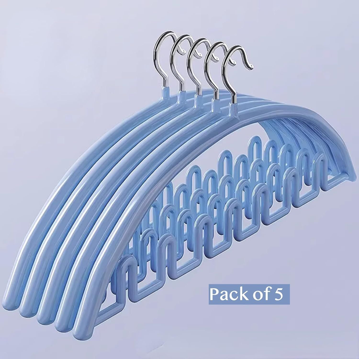 5 Pack Wave Hangers with Hooks for Bras Lingerie Cami Tops, Space-Saving Storage Multi-Functional Closet Organizer Hook Blue,5