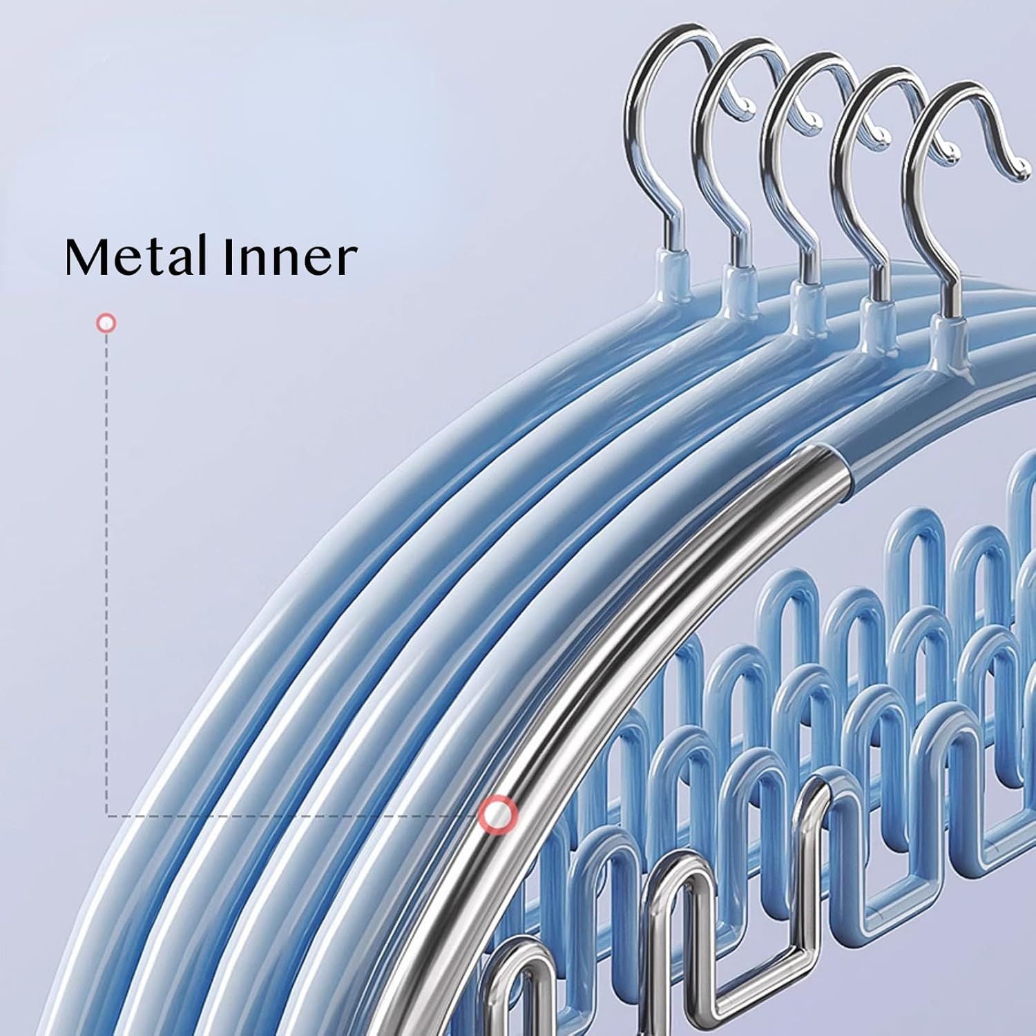 5 Pack Wave Hangers with Hooks for Bras Lingerie Cami Tops, Space-Saving Storage Multi-Functional Closet Organizer Hook Blue,5