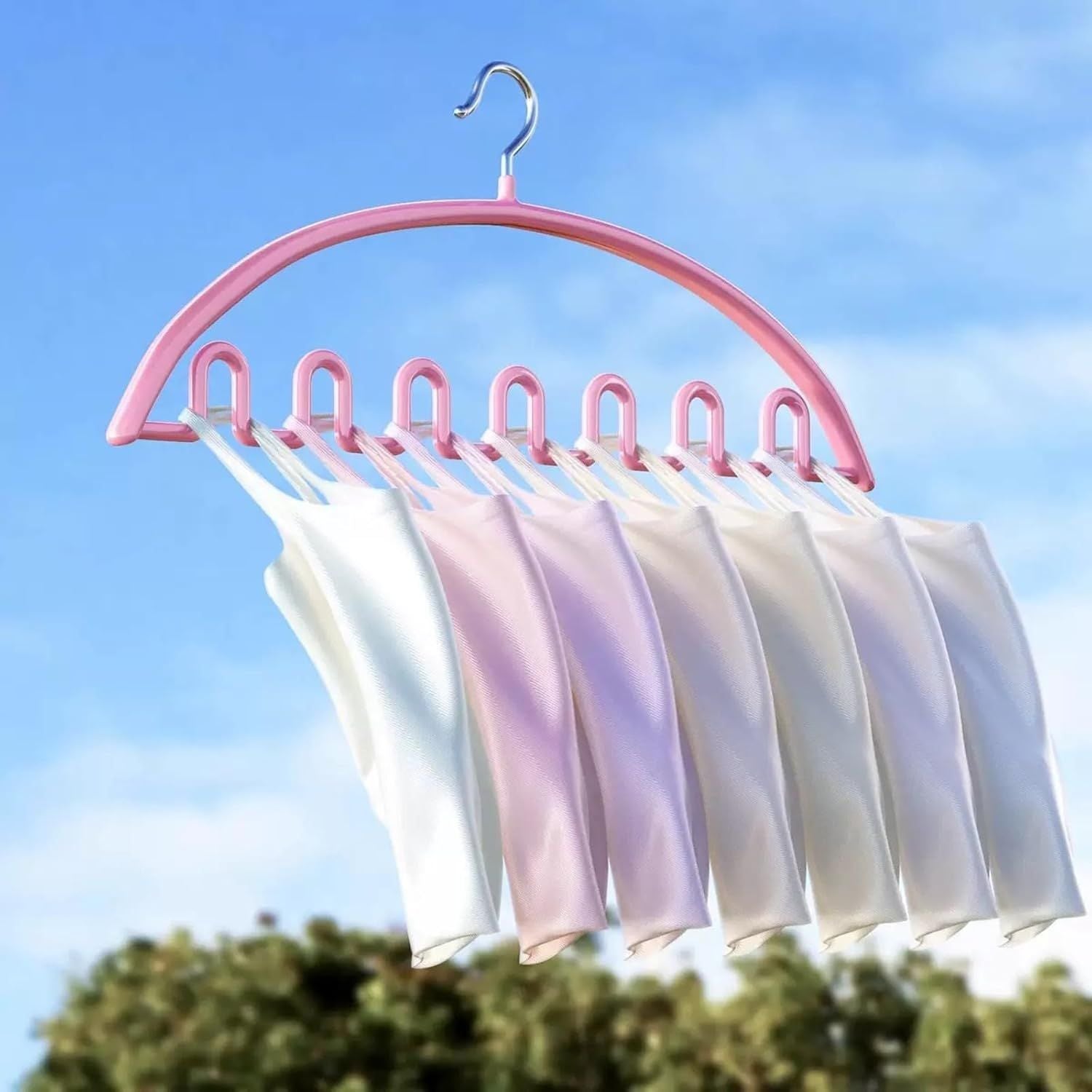 5 Pack Wave Hangers with Hooks for Bras Lingerie Cami Tops, Space-Saving Storage Multi-Functional Closet Organizer Hook Blue,5