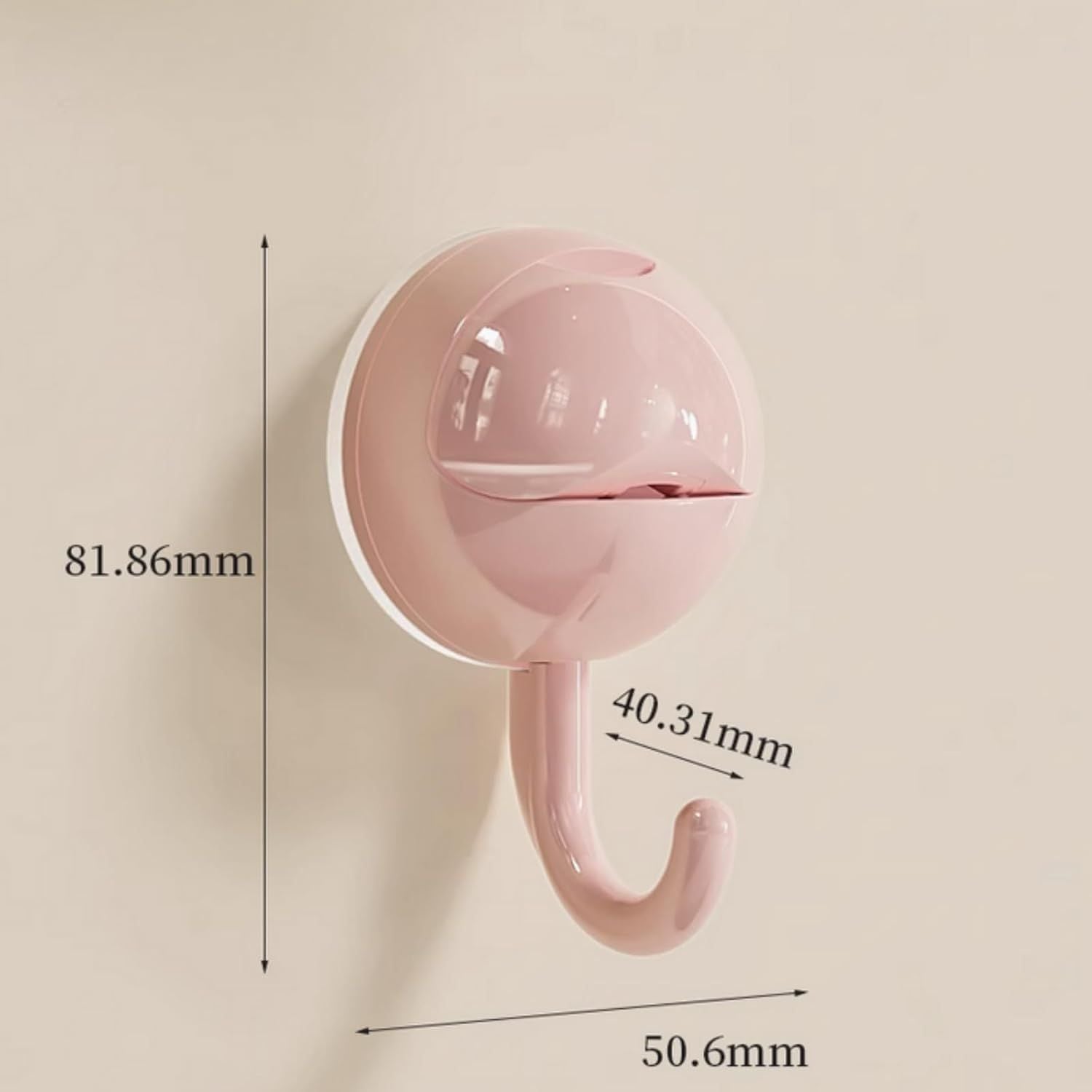 No-Drill Round Vacuum Suction Cup Hooks Pastel Colors, Strong Hold No-Trace Storage Hangers for Kitchen Bathroom Towel Clear Beige Pink,6