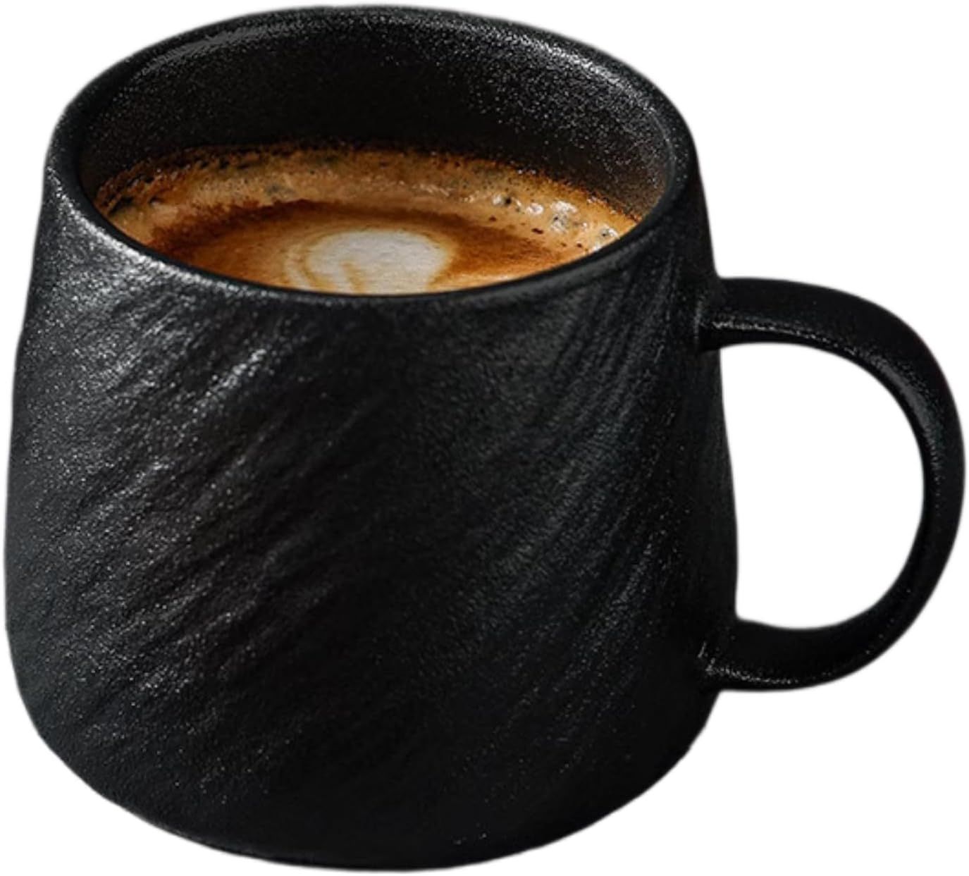 17 Oz Minimalist Ceramic Coffee Mug Tea Mug with Rock Texture Surface, Large Capacity Drinking Cup for Office Home black,17 Oz