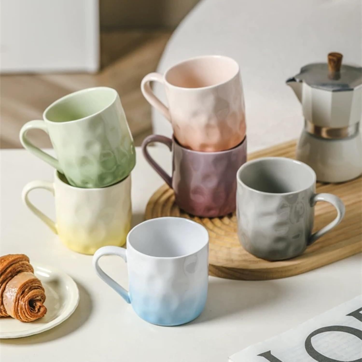 13 Oz Ombre Ceramic Coffee Mug Tea Mug, Home Drinking Cups for Matching Family and Couples purple,13 Oz