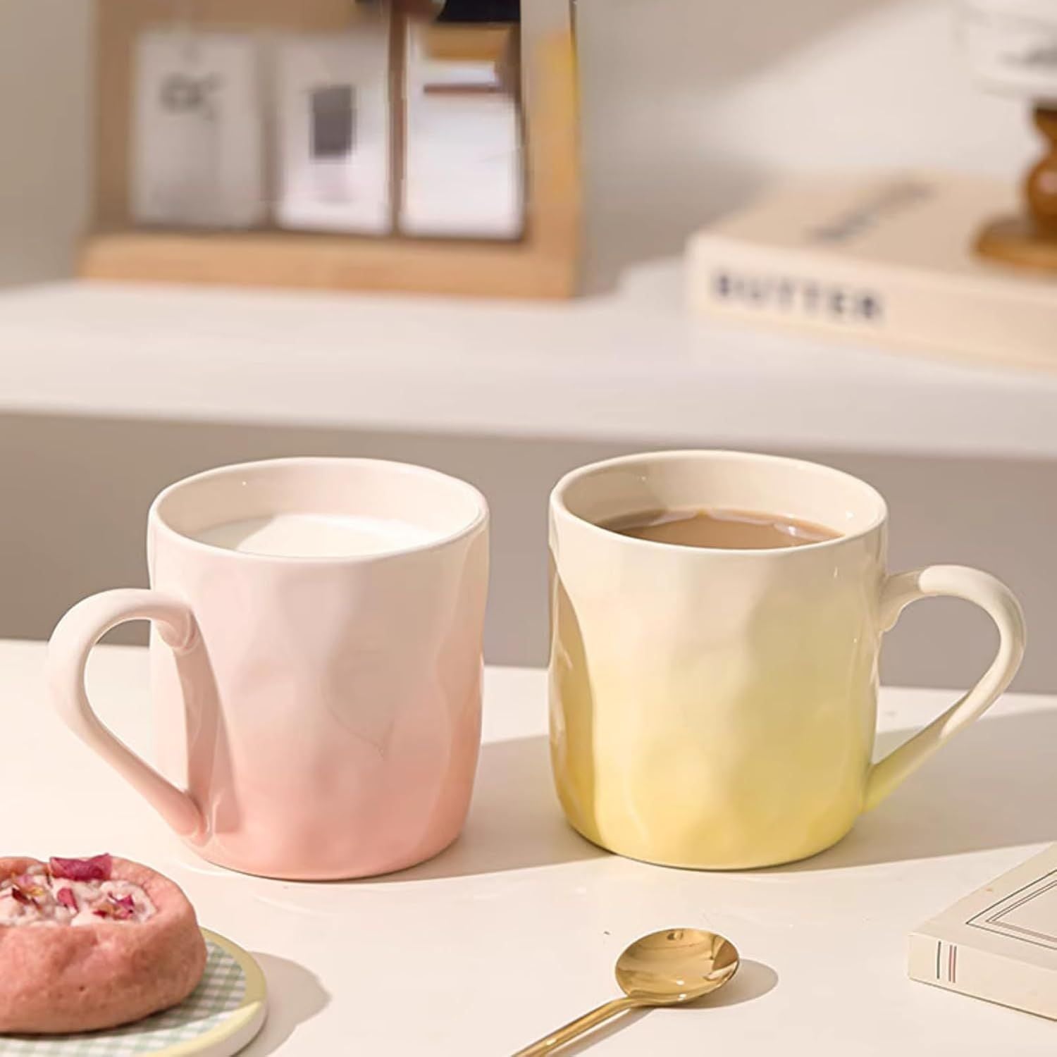 13 Oz Ombre Ceramic Coffee Mug Tea Mug, Home Drinking Cups for Matching Family and Couples purple,13 Oz