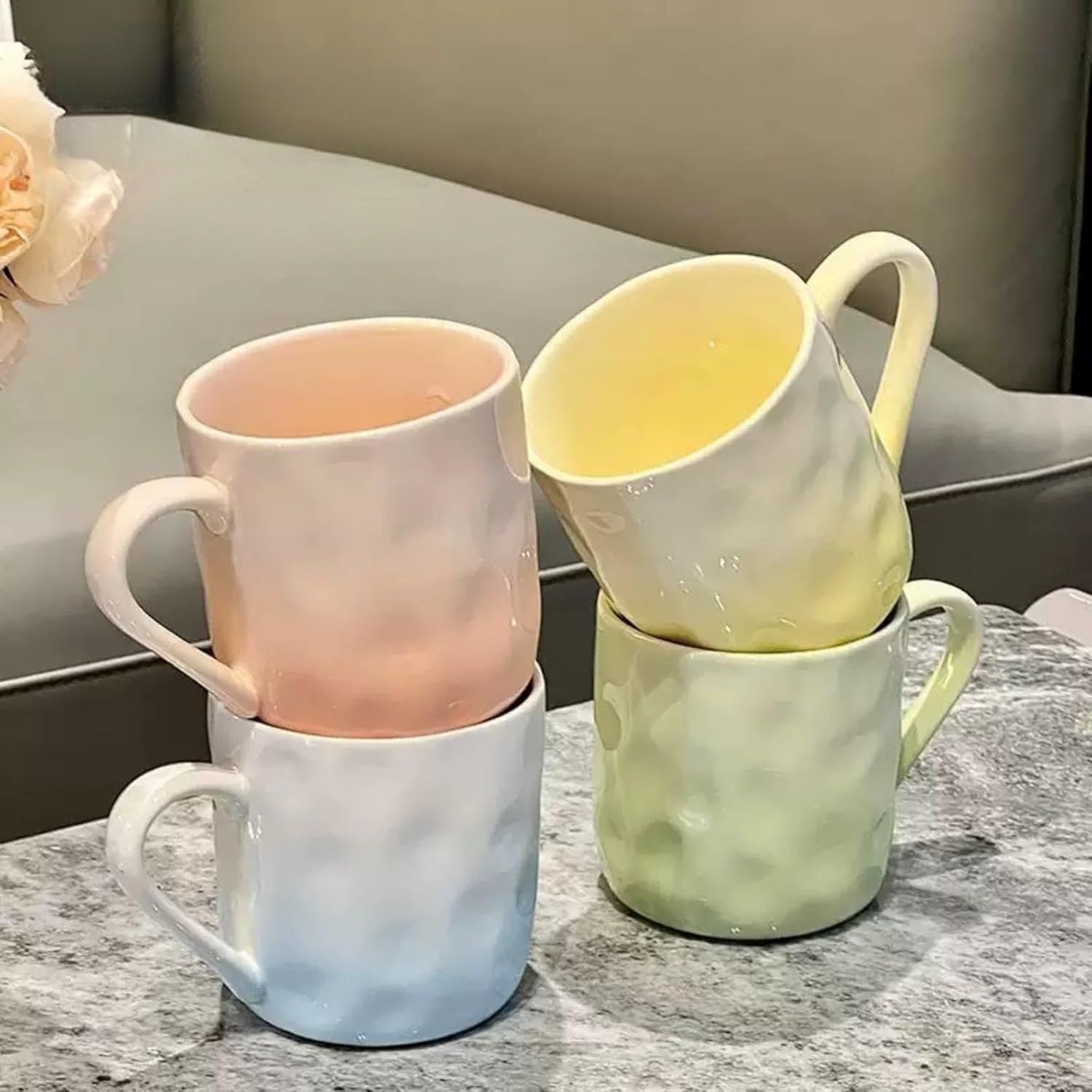13 Oz Ombre Ceramic Coffee Mug Tea Mug, Home Drinking Cups for Matching Family and Couples purple,13 Oz