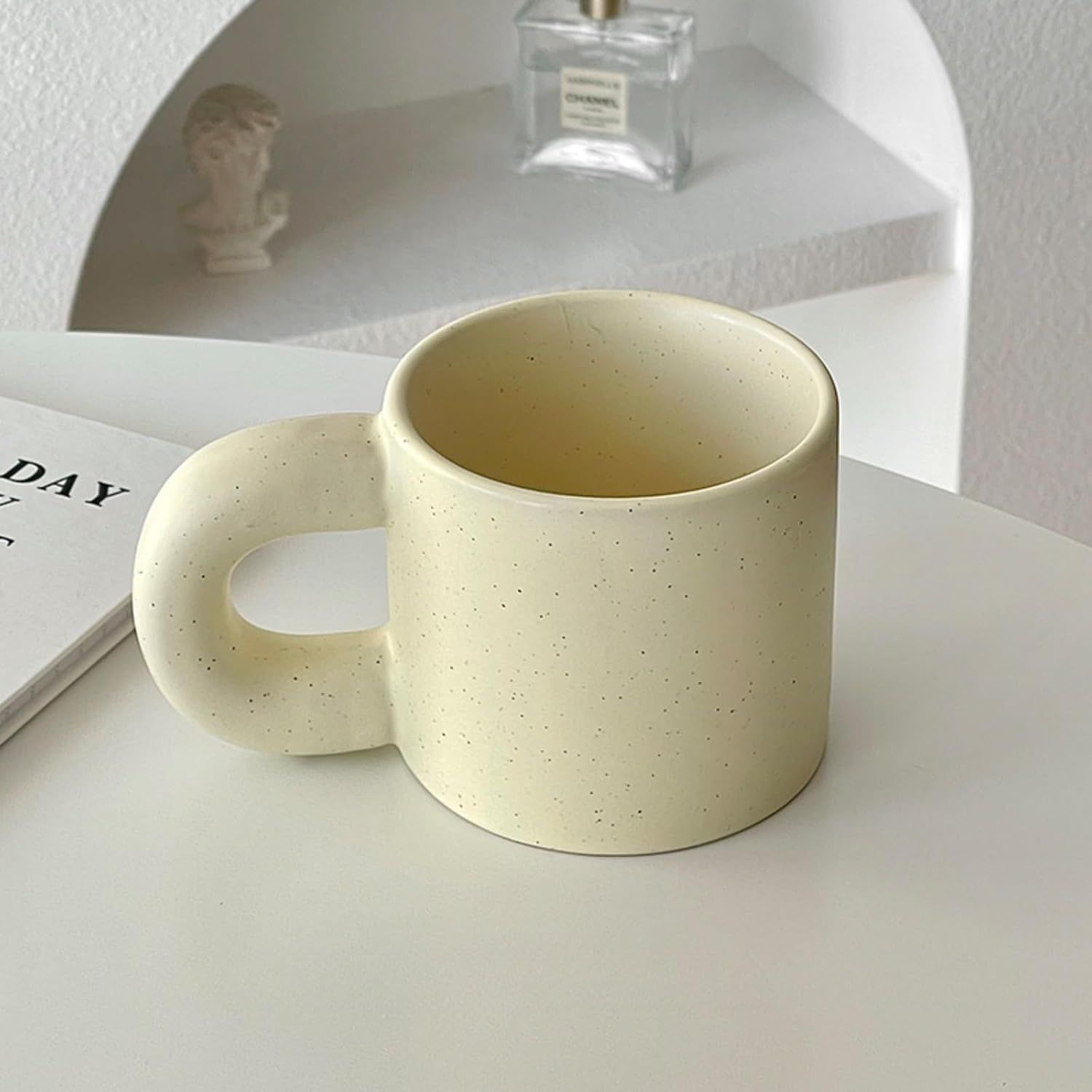 10 Oz Checkerboard/Polka Dot Coffee Mug Tea Mug, Classic Ceramic Cups for Home Office Cream,10 Oz