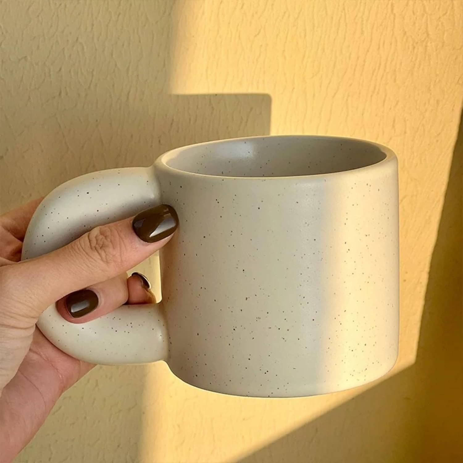 10 Oz Checkerboard/Polka Dot Coffee Mug Tea Mug, Classic Ceramic Cups for Home Office Cream,10 Oz