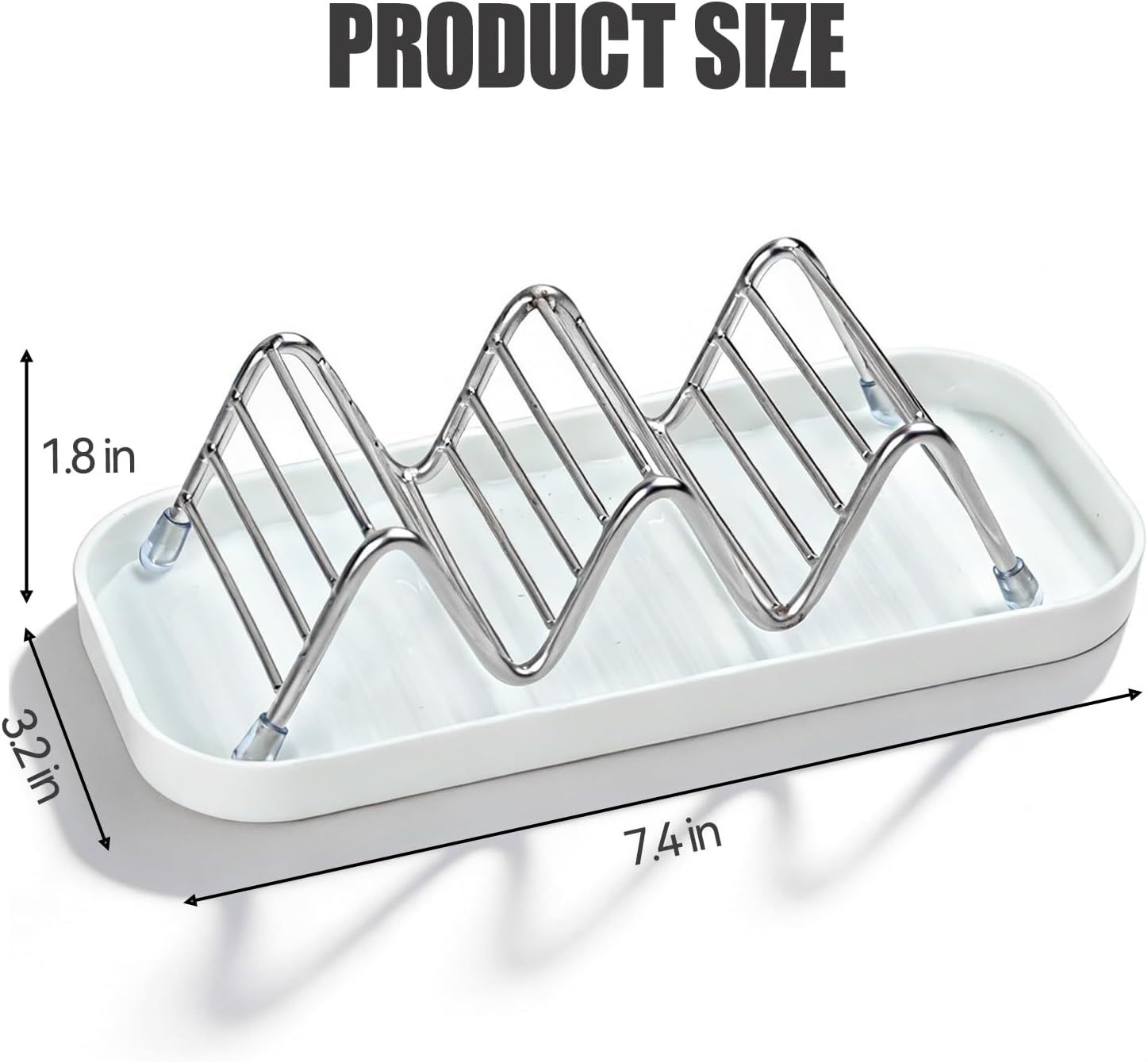 Shower Soap Shampoo Bar Holder, Stainless Steel Self Draining Bathroom Soap Dish Holder with Water Tray, Shower Caddy for Shampoo Bars, Conditioner Bars & Soap 7.4"×3.2"