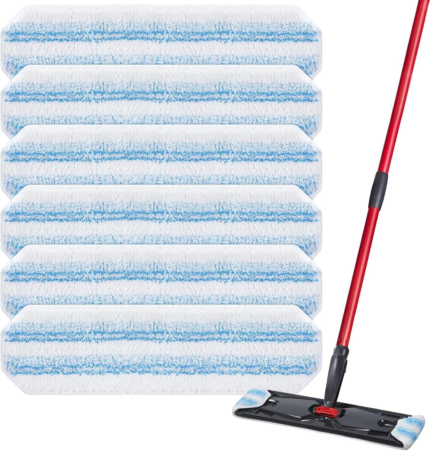 6 Pack H2prO Mop Pads Compatible with O Ceda H2PrO Flat Mop System, 100% Microfiber Mop Head Replacements, Washable and Reusable for H2prO Mop Refills, White