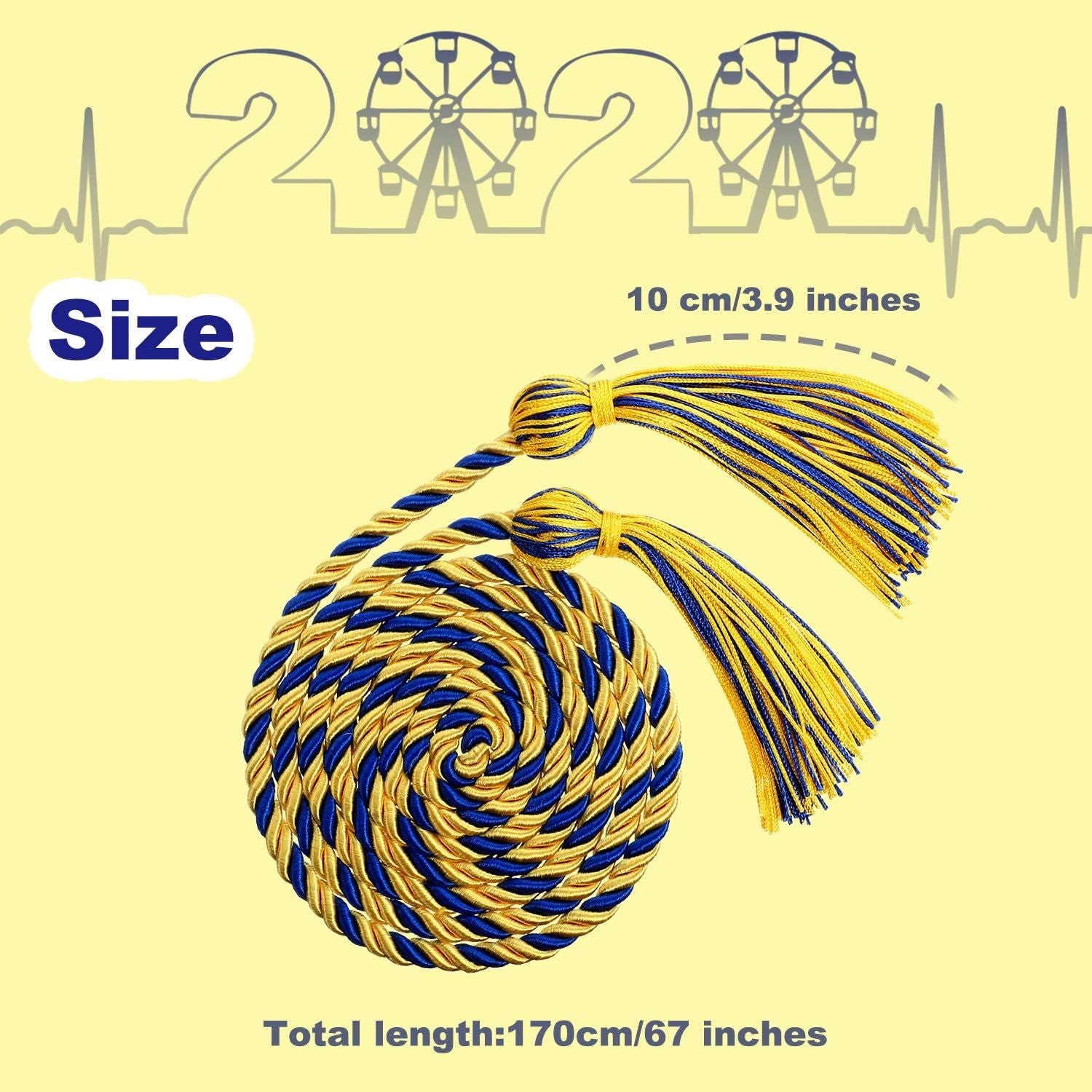 12pcs Graduation Rope Honor Cord Tassel Set, Graduation Accessories for Ceremony, Graduate Students Souvenir and Gift Blue and Gold