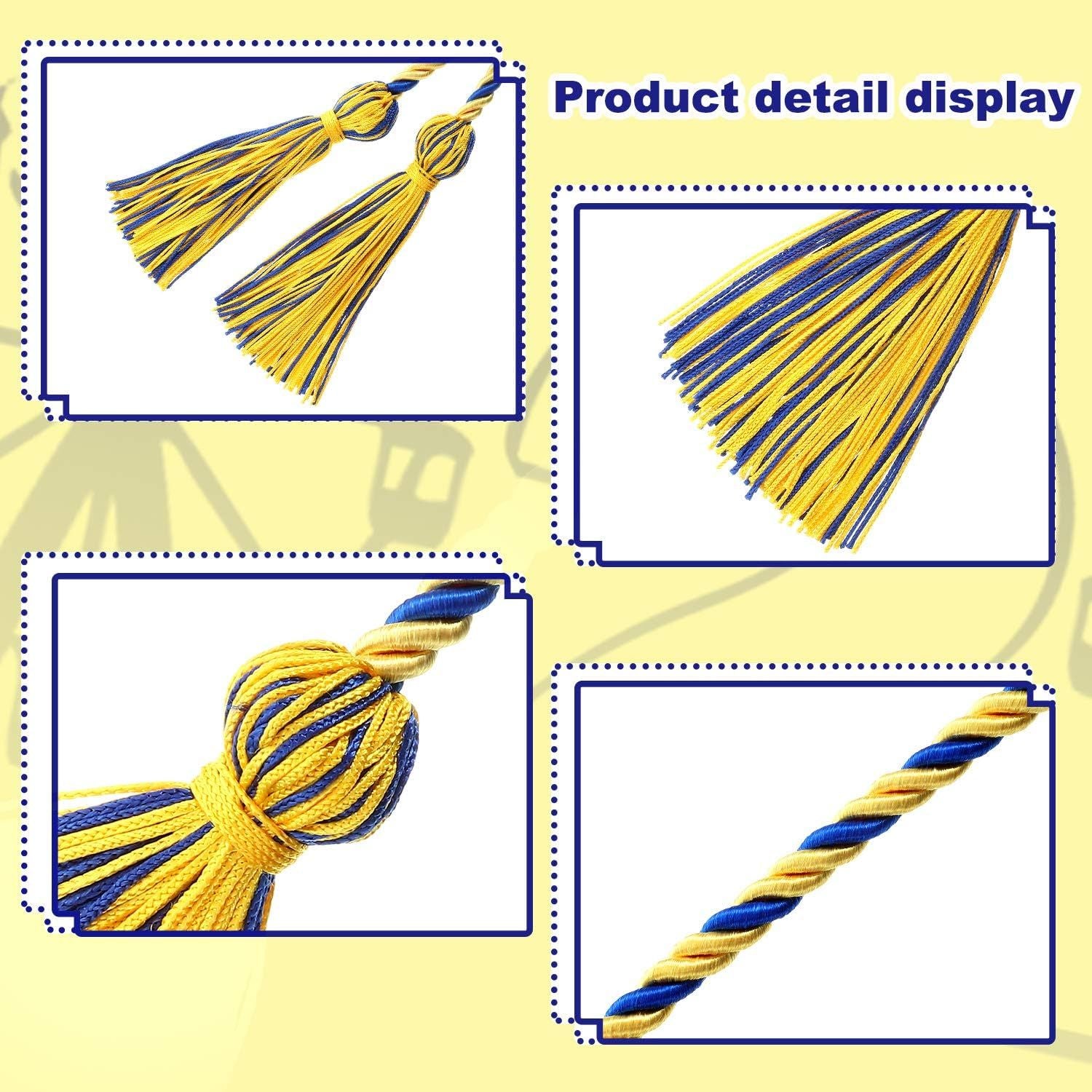 12pcs Graduation Rope Honor Cord Tassel Set, Graduation Accessories for Ceremony, Graduate Students Souvenir and Gift Blue and Gold