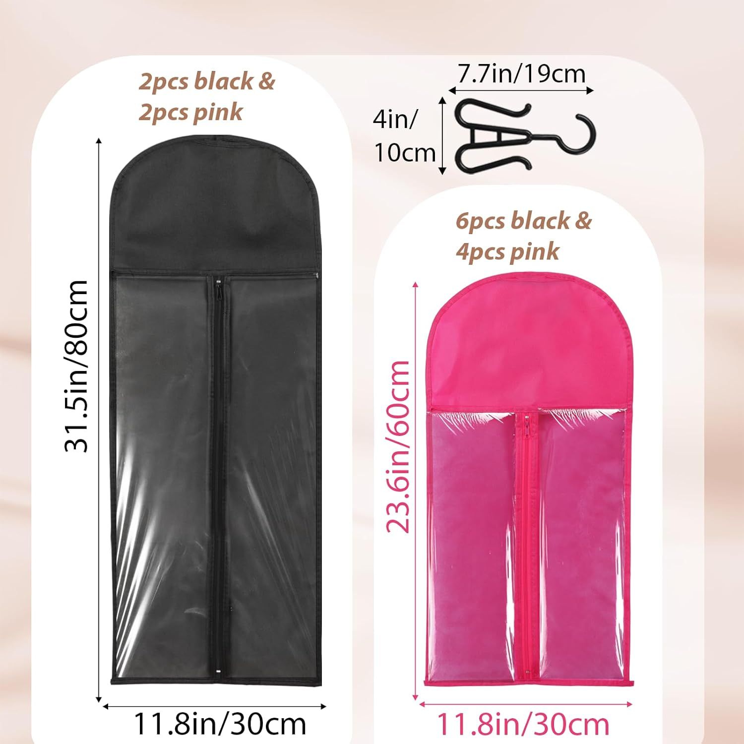 14PCS Wigs Storage Bags With Hanger, Dust-proof Wig Holder, Water-proof Wigs Rack & Organizer, Breathable Hair Extension Holder, Easy to Carry Wig and Accessories for Home, Travel, Hair Salon