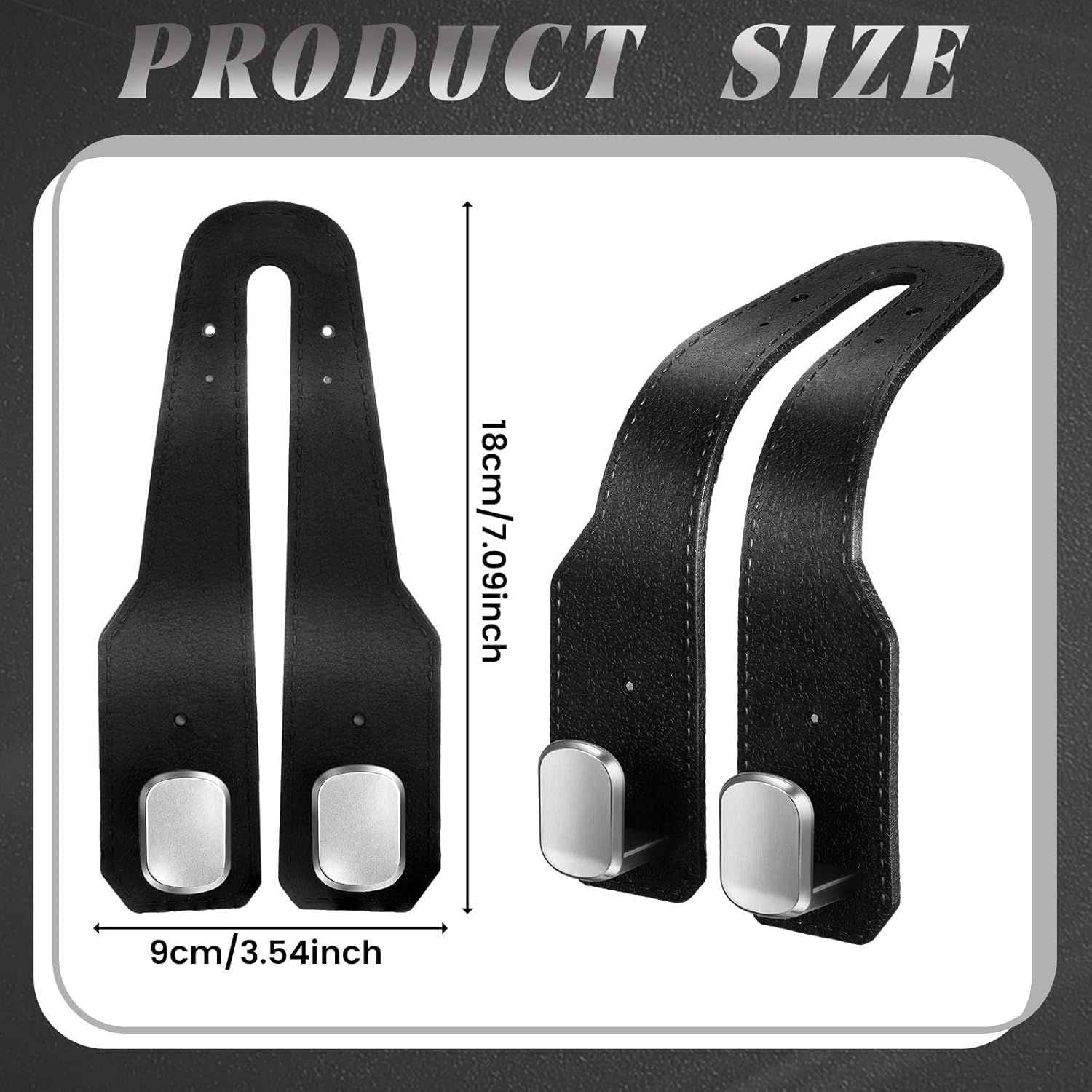 8 Pcs Car Headrest Hooks Purse Holder for Car Seat Headrest Universal Leather Bag Holder with Double Metal Hooks Seat Back Hanger for Handbags Grocery Bags Phones Black