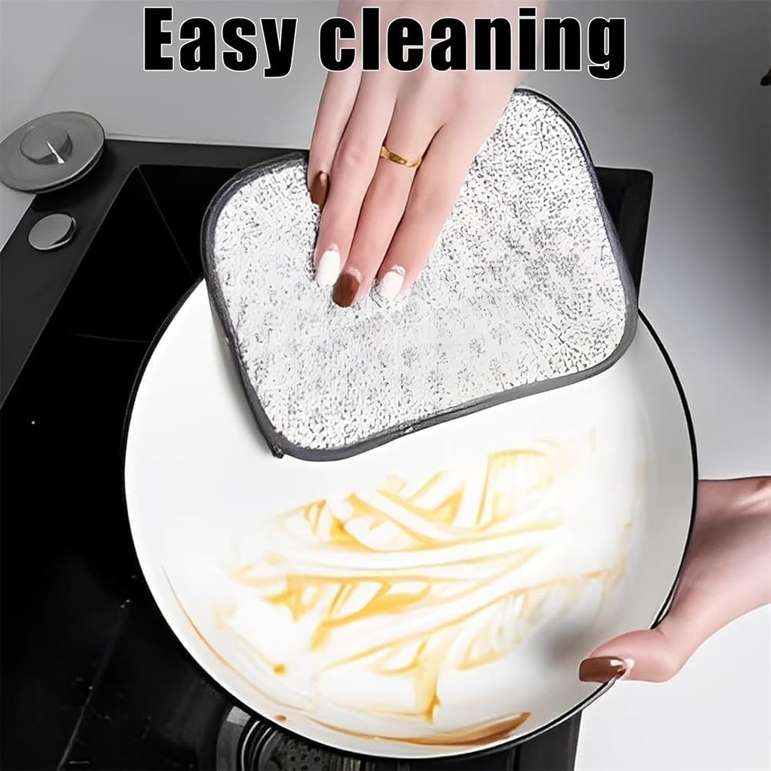 Multipurpose Wire Dishwashing Rags for Wet and Dry, Reusable Wire Miracle Cleaning Cloths, Round Wire Washing Cloth, Non Scratch Wire Dishcloth for Kitchen, Sinks, Pots, Pans 5PCS