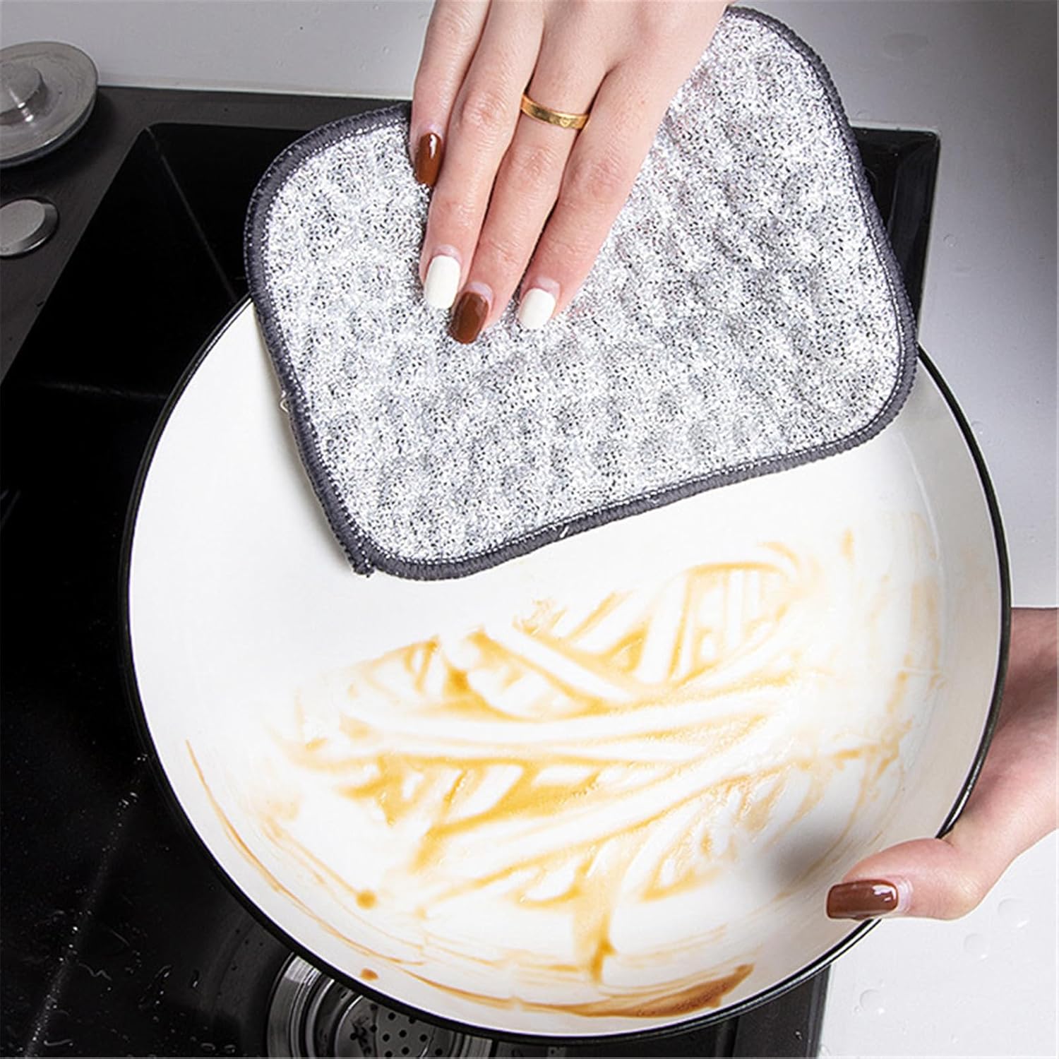 Multipurpose Wire Dishwashing Rags for Wet and Dry, Reusable Wire Miracle Cleaning Cloths, Round Wire Washing Cloth, Non Scratch Wire Dishcloth for Kitchen, Sinks, Pots, Pans 5PCS