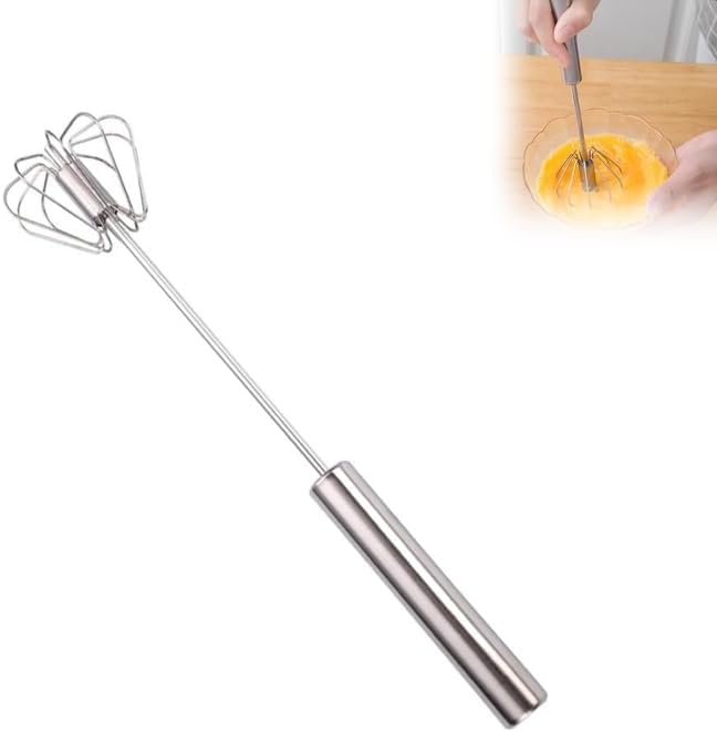 Stainless Steel Whisk, Egg Whisk Hand Push Rotary Whisk Blender, Hand Push Mixer Stirrer Tool for Cooking Kitchen Home Egg Milk 1PCS