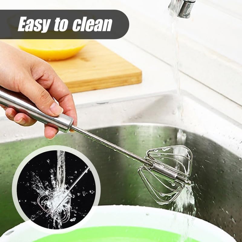 Stainless Steel Whisk, Egg Whisk Hand Push Rotary Whisk Blender, Hand Push Mixer Stirrer Tool for Cooking Kitchen Home Egg Milk 1PCS