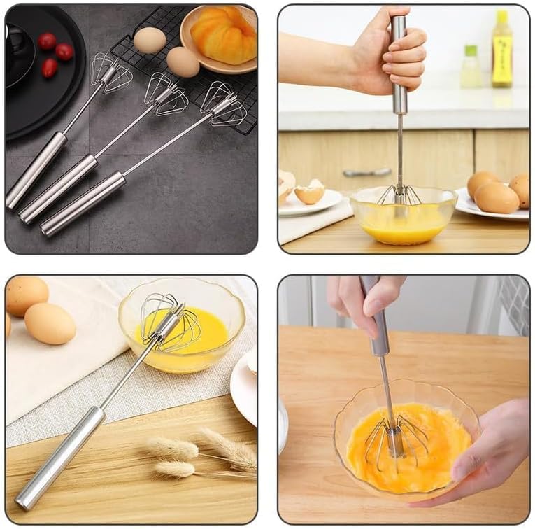 Stainless Steel Whisk, Egg Whisk Hand Push Rotary Whisk Blender, Hand Push Mixer Stirrer Tool for Cooking Kitchen Home Egg Milk 1PCS