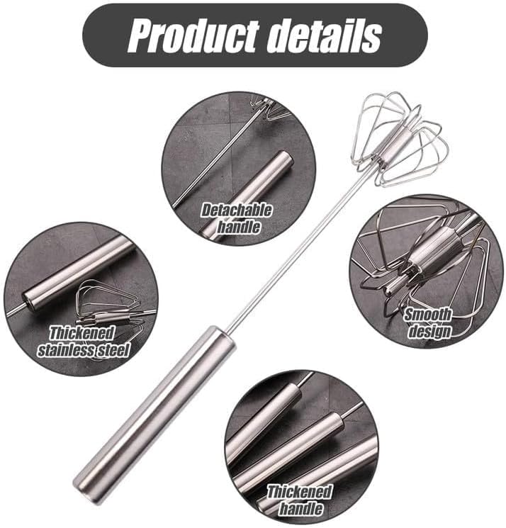 Stainless Steel Whisk, Egg Whisk Hand Push Rotary Whisk Blender, Hand Push Mixer Stirrer Tool for Cooking Kitchen Home Egg Milk 1PCS