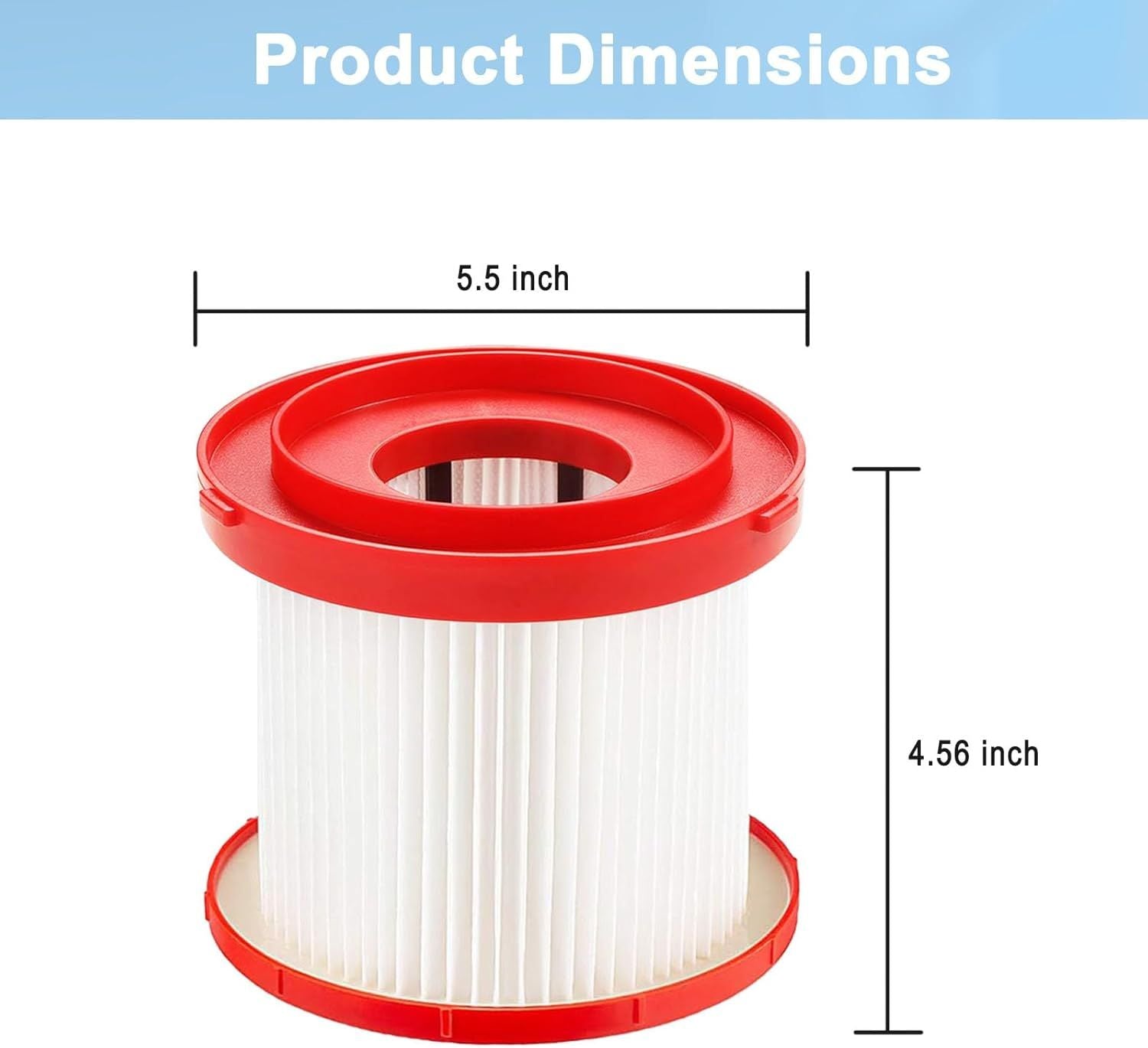 2 Pack Wet Dry Vacuum HEPA Filter 49-90-1900 Filter Compatible With Milwaukee Cordless M18 M12 M28 Vacuums 0780-20,0880-20,0960-20, 0970-20