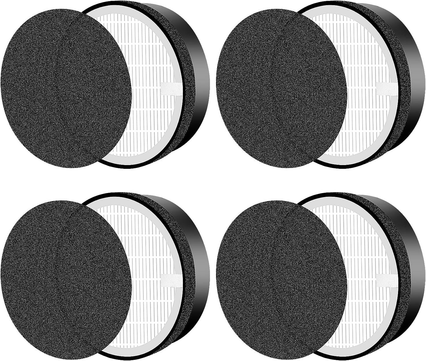 for LEVOIT LV-H132 Replacement Filters, Compatible with LV-H132 3-in-1 Nylon Pre-Filter, High-Efficiency Activated Carbon True Filters, Part LV-H132-RF, 4 Pack