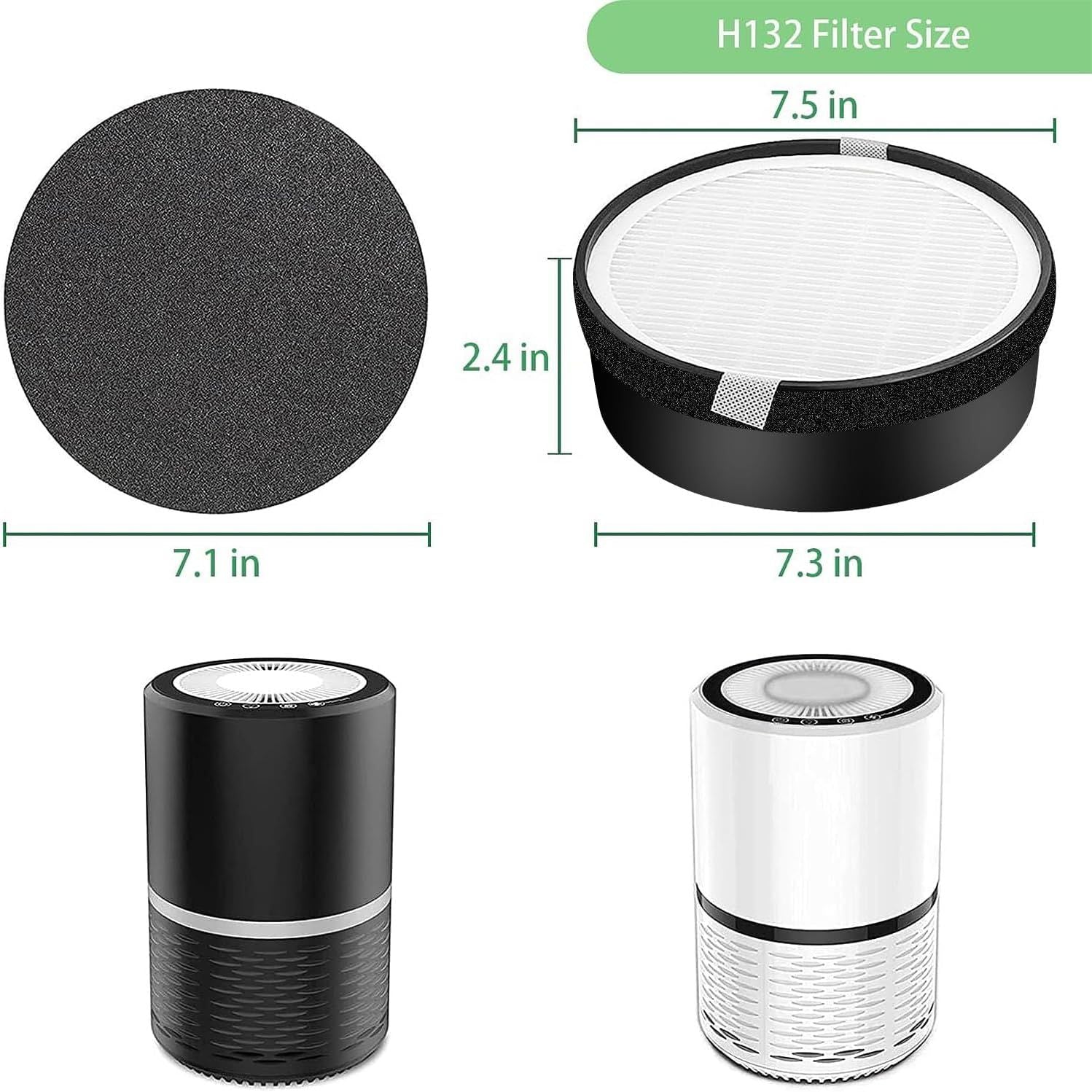for LEVOIT LV-H132 Replacement Filters, Compatible with LV-H132 3-in-1 Nylon Pre-Filter, High-Efficiency Activated Carbon True Filters, Part LV-H132-RF, 4 Pack