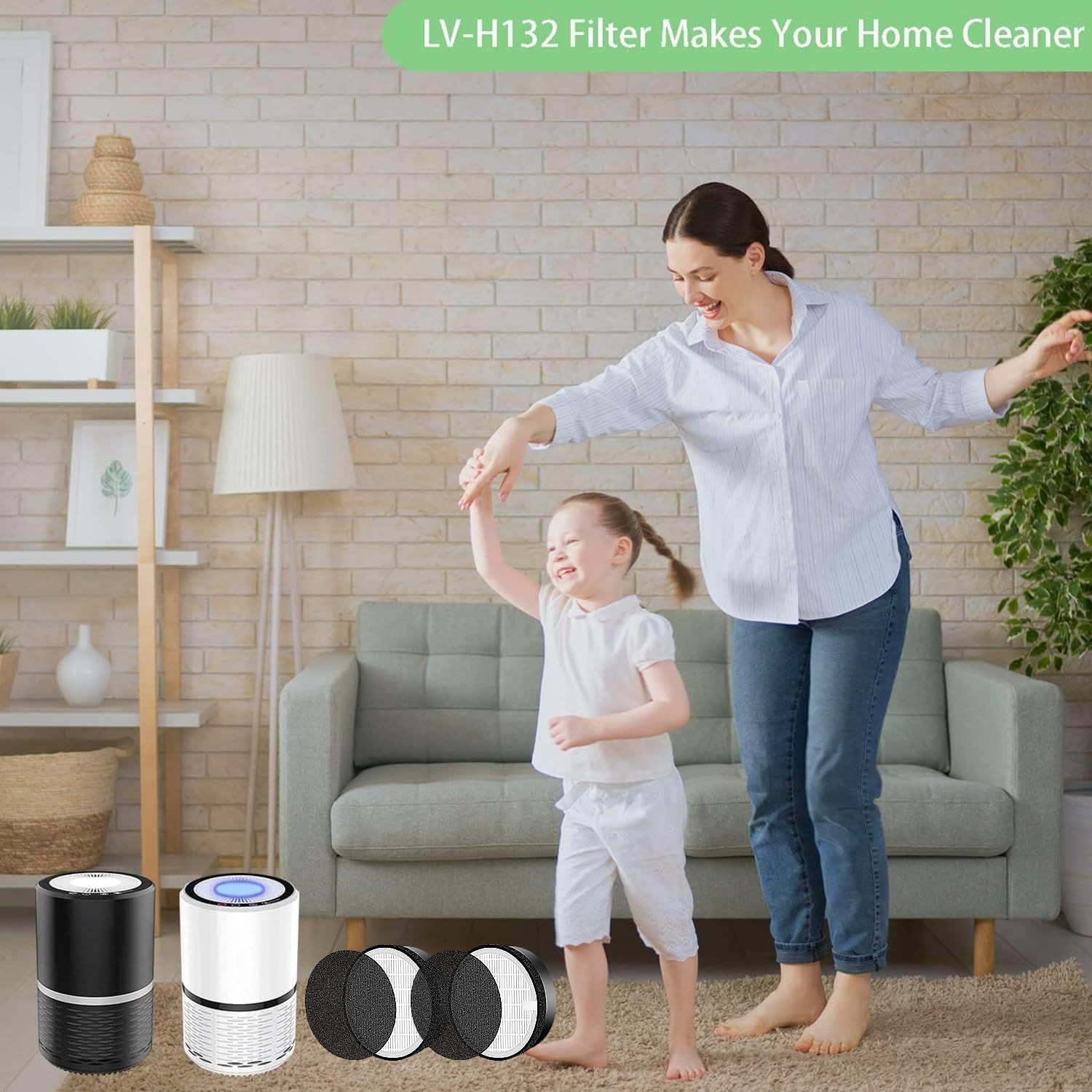 for LEVOIT LV-H132 Replacement Filters, Compatible with LV-H132 3-in-1 Nylon Pre-Filter, High-Efficiency Activated Carbon True Filters, Part LV-H132-RF, 4 Pack