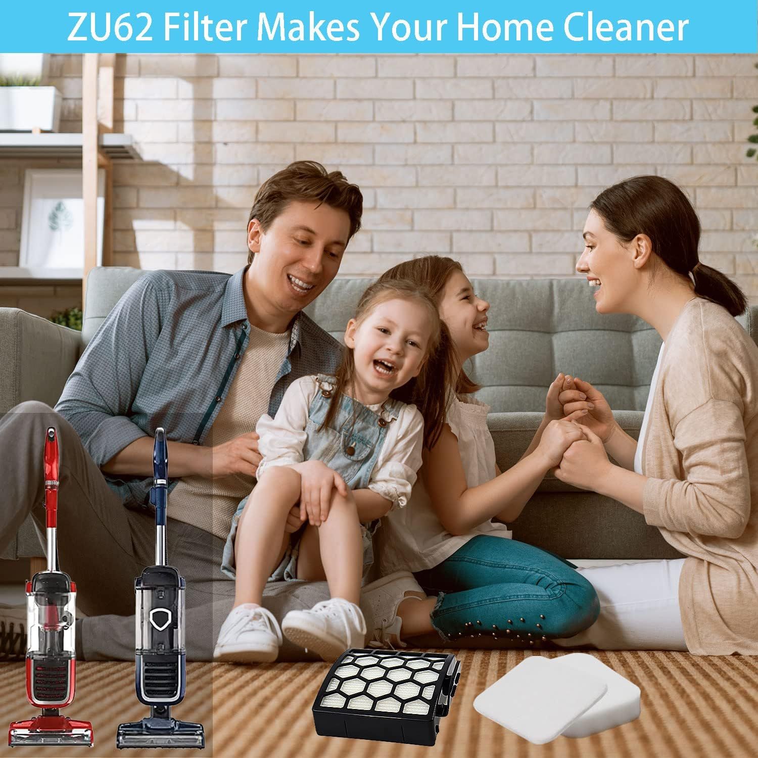 for Shark ZU62 ZU60 Navigator Zero-M Self-Cleaning Brushroll Pet Pro Upright Vacuum Replacement Filter Compare ZU62C NV150 NV151 NV251 NV255 Part 1238FT60 1239FT60,2 Filter 6 Foam 6 Felt Kit