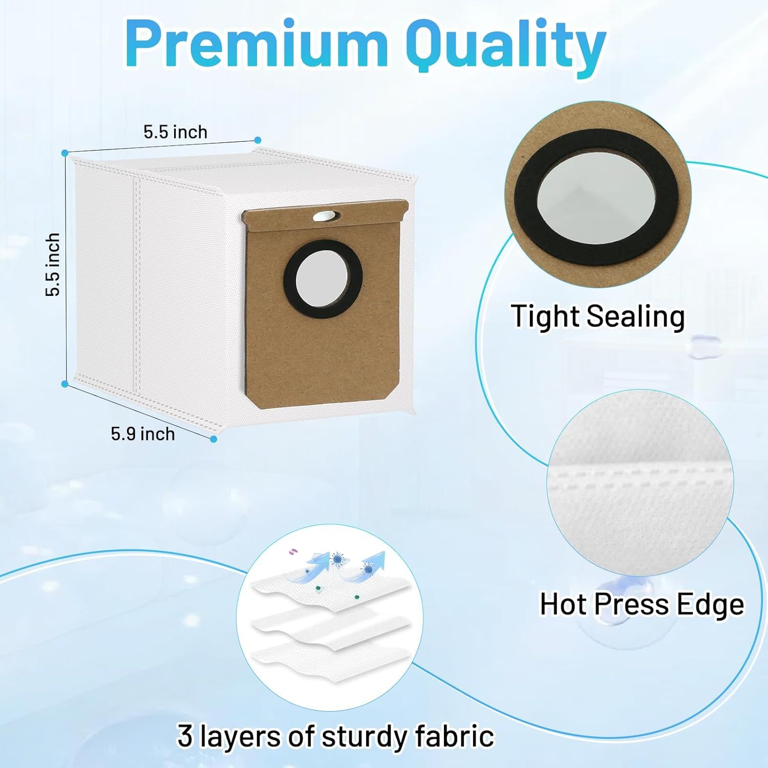 16 Pack L60 SES Replacement Vacuum Dust Bags Compatible with Eufy L60/L50 Series Robot Vacuum with Self Empty Station, 2.5L Replacement Bags for Eufy L60 Robot Vac-uum