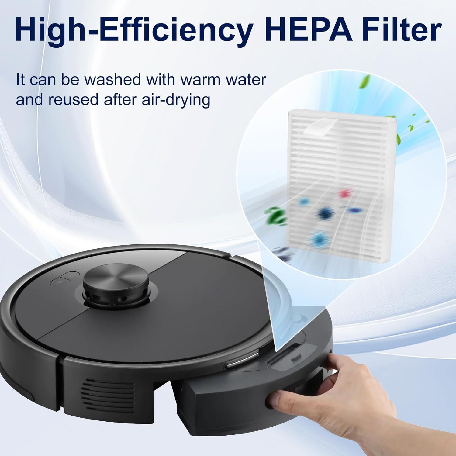 18 Pack Accessories Replacement Parts Compatible with Roborock Q7 M5, Q7 M5+ Robot Vacuum Cleaners, 2 Main Brush, 4 Hepa Filter, 6 Mop Pads, 6 Side Brush