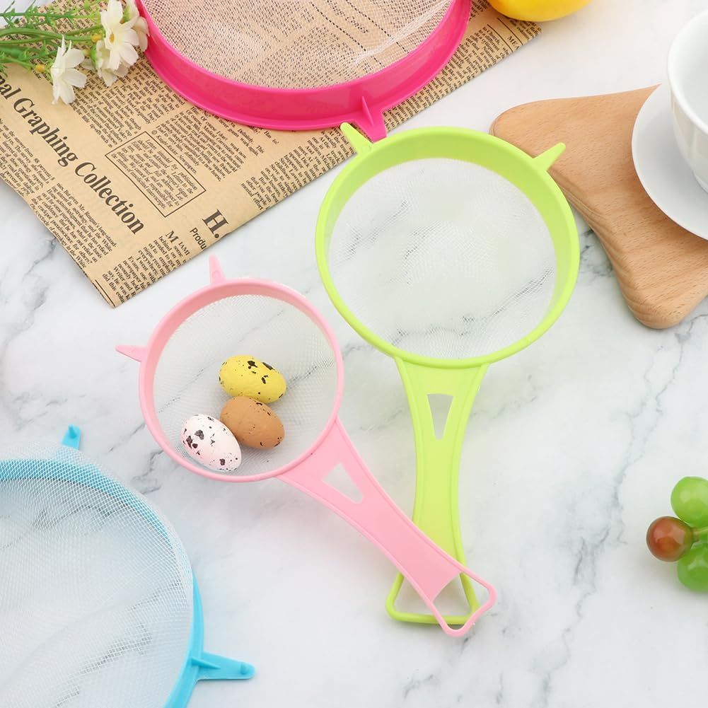 4Pcs Fine Mesh Strainer Set, Solid-Liquid Separator Gadget, Plastic Flour Colander with Non Slip Handles, Kitchen Tools for Yogurt Baking Tea Coffee Juice Pasta 4 Size