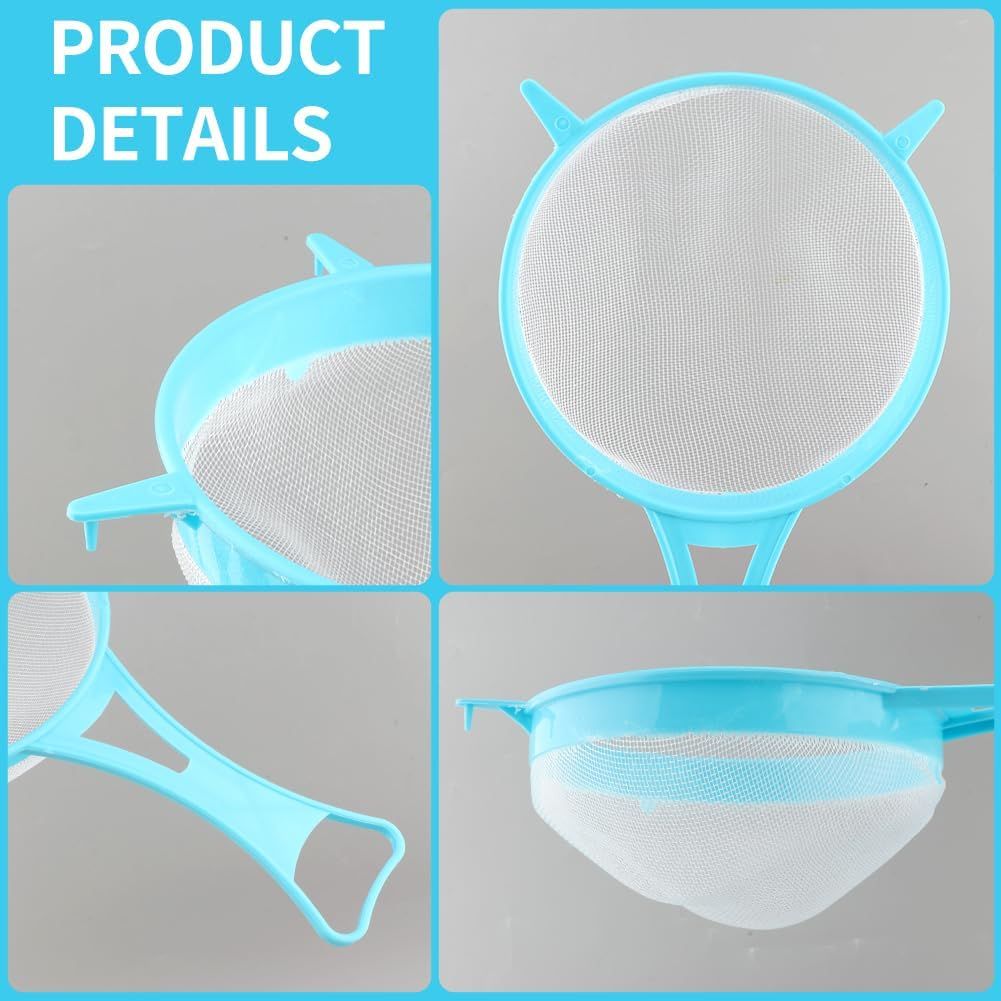 4Pcs Fine Mesh Strainer Set, Solid-Liquid Separator Gadget, Plastic Flour Colander with Non Slip Handles, Kitchen Tools for Yogurt Baking Tea Coffee Juice Pasta 4 Size