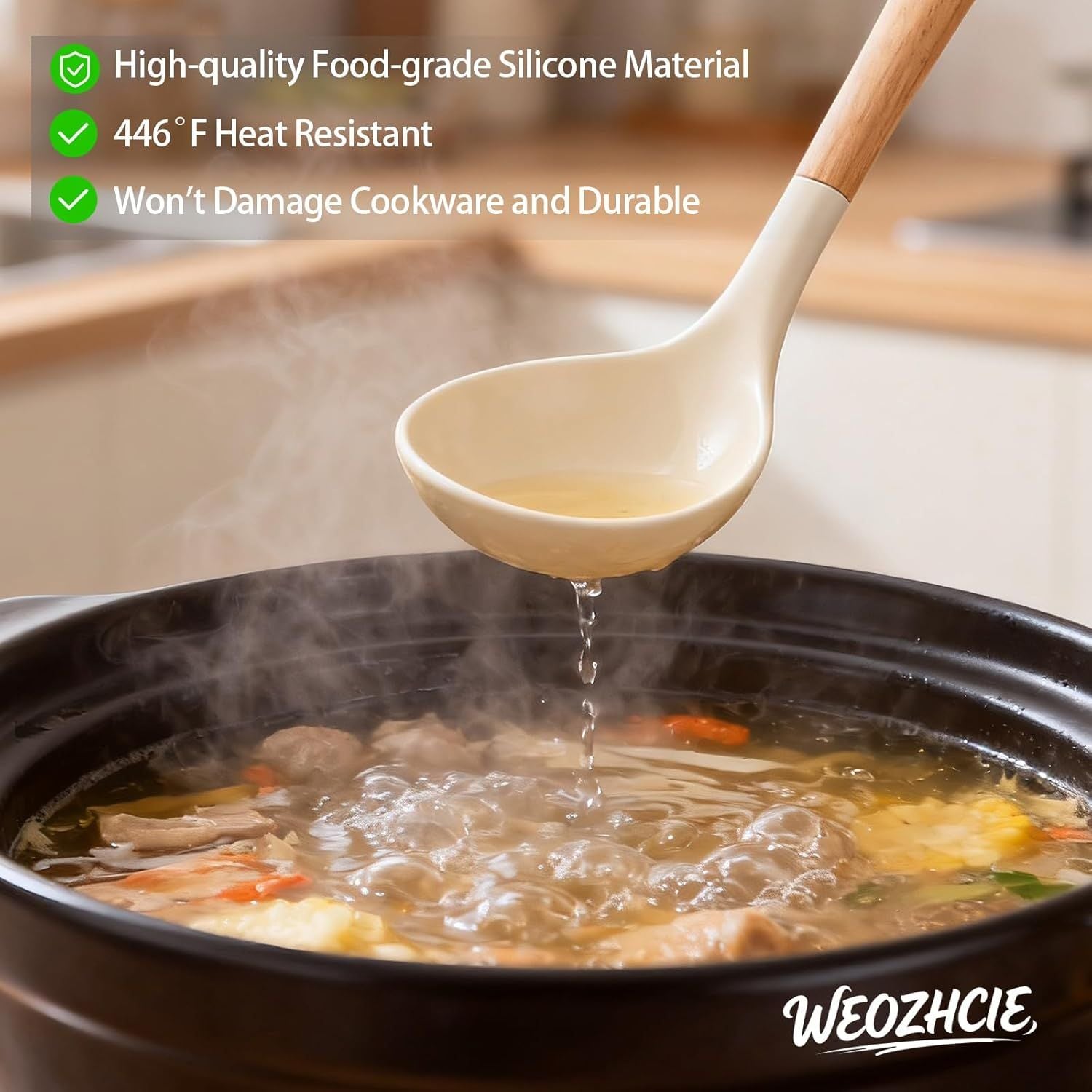 Silicone Cooking Utensil Set,12 PCS Cooking Cookware Kitchen Utensils Set for Cooking, Nonstick 446°F Heat-Resistant Cookware Kitchen Tools of Spoon,Brush,Whisk,Spatula,Turner Tongs Khaki