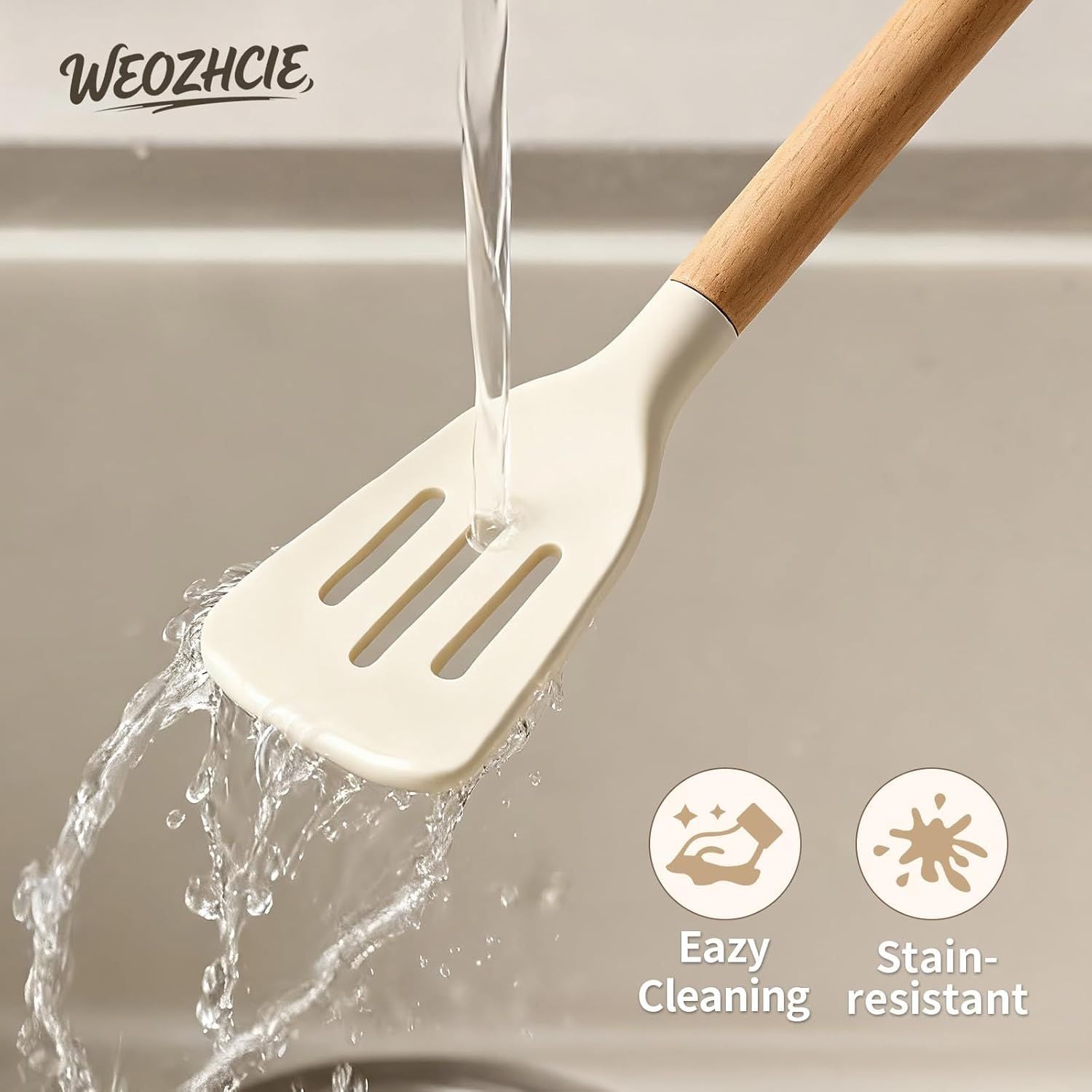 Silicone Cooking Utensil Set,12 PCS Cooking Cookware Kitchen Utensils Set for Cooking, Nonstick 446°F Heat-Resistant Cookware Kitchen Tools of Spoon,Brush,Whisk,Spatula,Turner Tongs Khaki