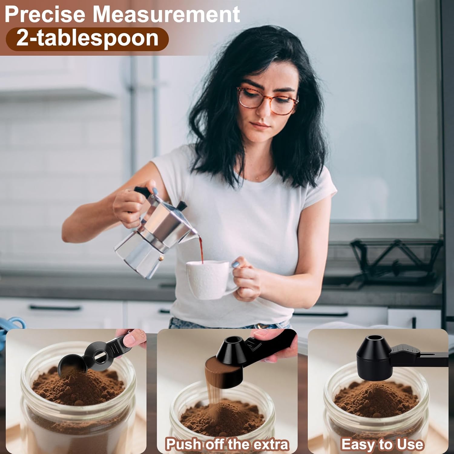 Coffee Scoop & Funnel for Reusable K Cup Refillable Coffee Pods, 2 Tablespoon Slide Coffee Measuring Funnel Scooper,1PCS