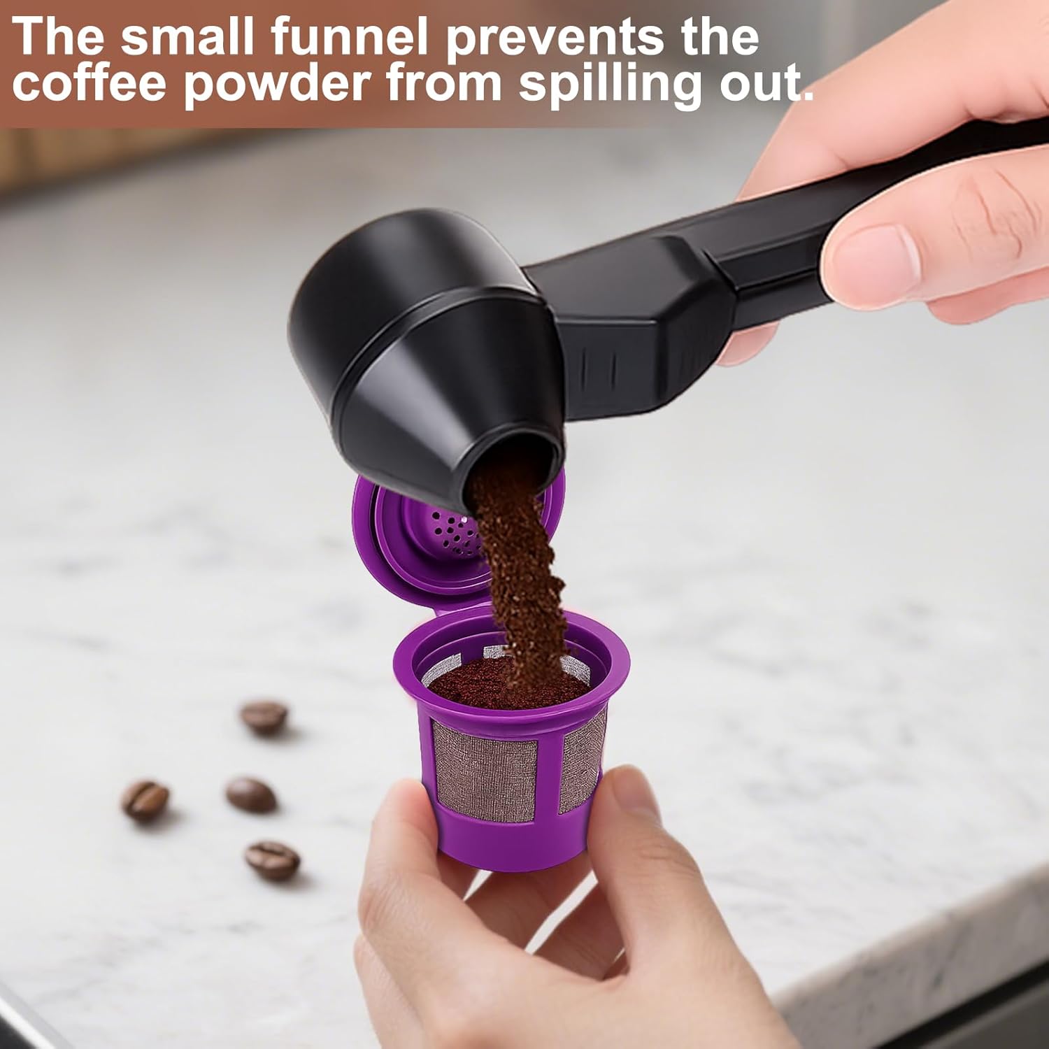 Coffee Scoop & Funnel for Reusable K Cup Refillable Coffee Pods, 2 Tablespoon Slide Coffee Measuring Funnel Scooper,1PCS