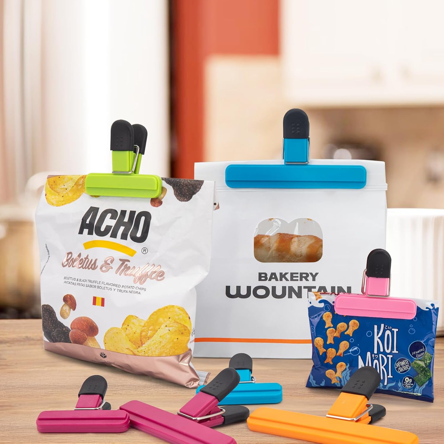 6 Pack Chip Bag Clips, Large Bags Clip for Food Storage, Snack Clips for Chips and Other Food Bags, Plastic Heavy Duty Sealing Clip for Home, Office and More 6 x 3.5 Inch