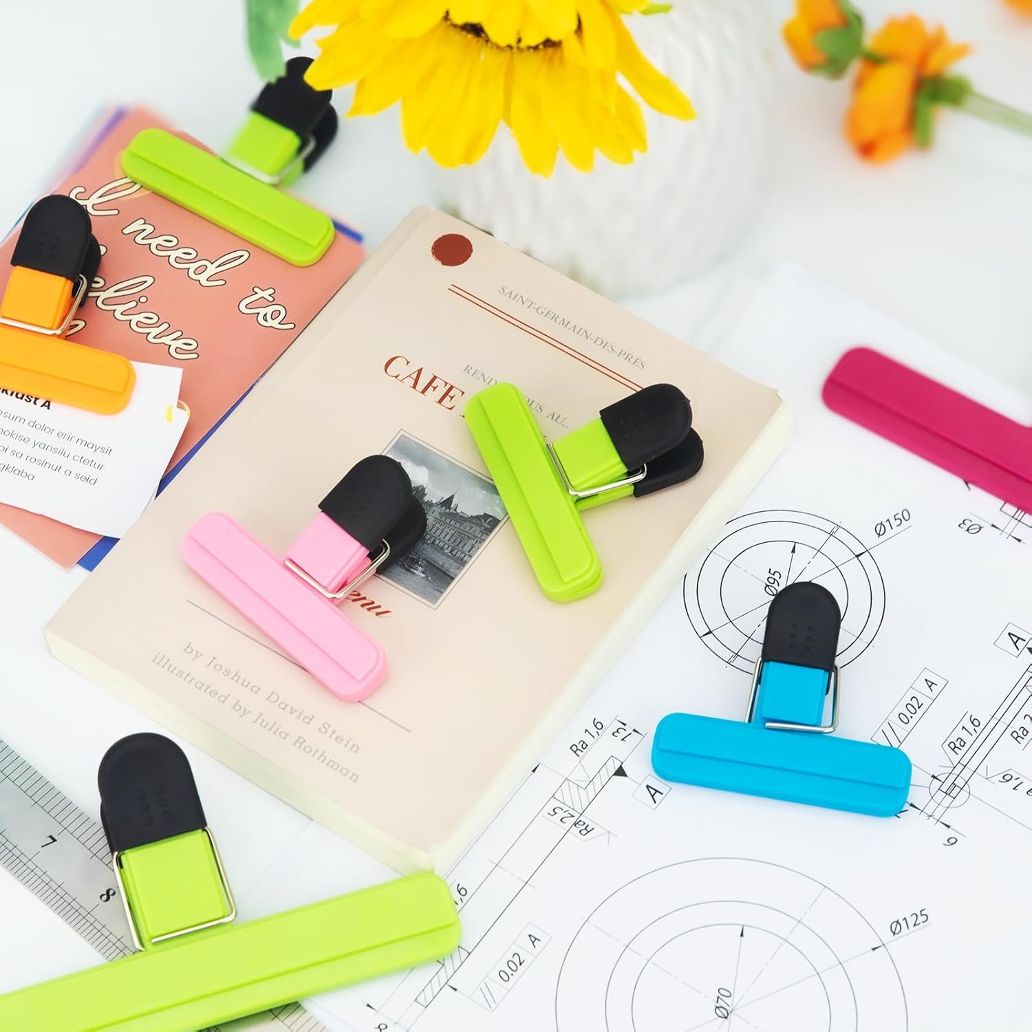 6 Pack Chip Bag Clips, Large Bags Clip for Food Storage, Snack Clips for Chips and Other Food Bags, Plastic Heavy Duty Sealing Clip for Home, Office and More 6 x 3.5 Inch