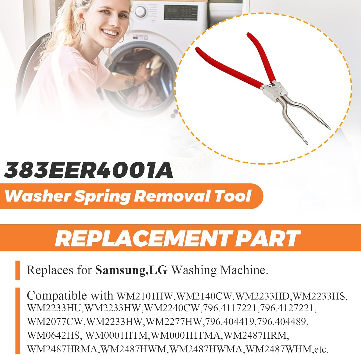 383EER4001A Washer Inner/Outer Tub Spring Expansion Tool by - Replacement for L-G Samsung Washing Machine - Solid Metal Washer Spring Expansion Tool can spread to a maximum of 4.3 inches