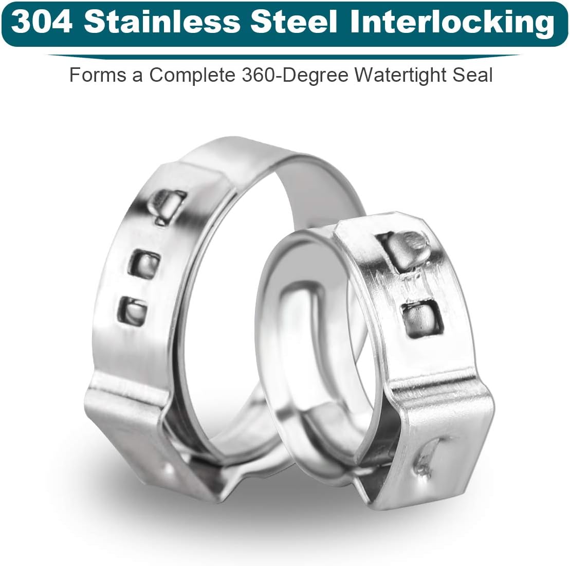 50 Pack 1/2 Inch PEX Cinch Clamps, Stainless Steel Rings Pinch Clamps for PEX Tubing Pipe Fitting Connections 1/2 Inch