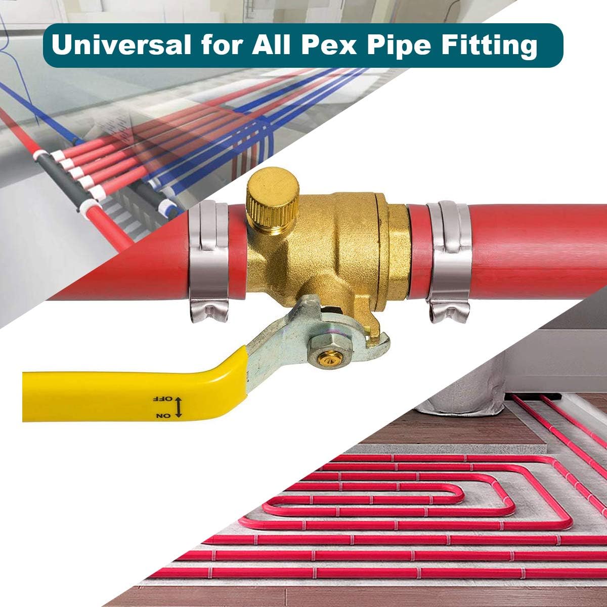 50 Pack 1/2 Inch PEX Cinch Clamps, Stainless Steel Rings Pinch Clamps for PEX Tubing Pipe Fitting Connections 1/2 Inch