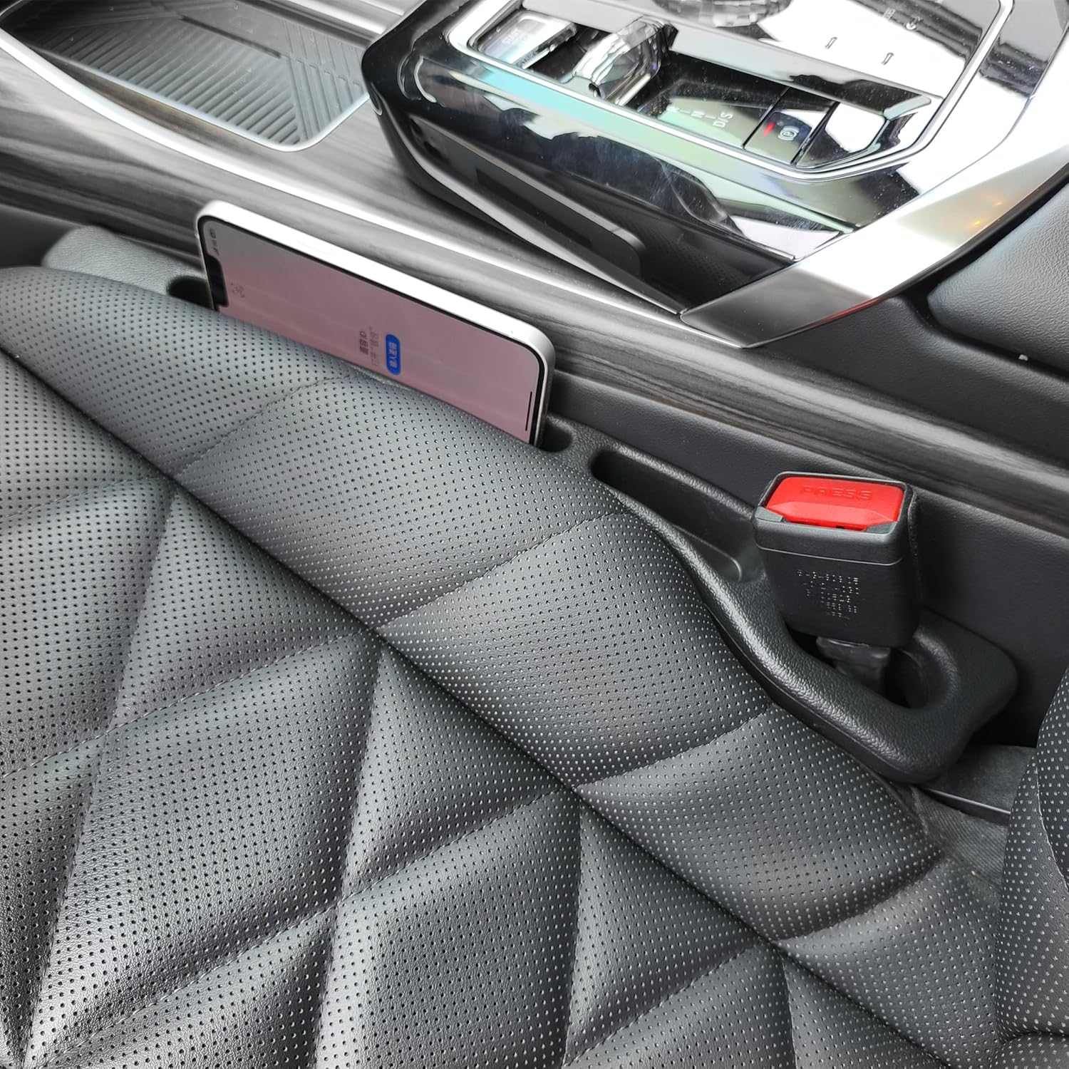 2 Pack No Drop Car Seat Gap Filler Guard, Stopper/Catcher to Fill The Gap Between Seat and Console Black Car Crevice Inbetween Blocker Plug Space Pad YMT-A03