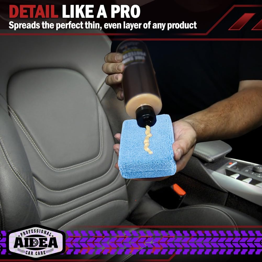 Microfiber Applicator Pad-8Pack, Car Wash Sponge, Premium Microfiber Sponge and Cleaning Pads, Perfect for Effortless Wax, Sealant, and Conditioner Application, Car Deng Supplies, Blue
