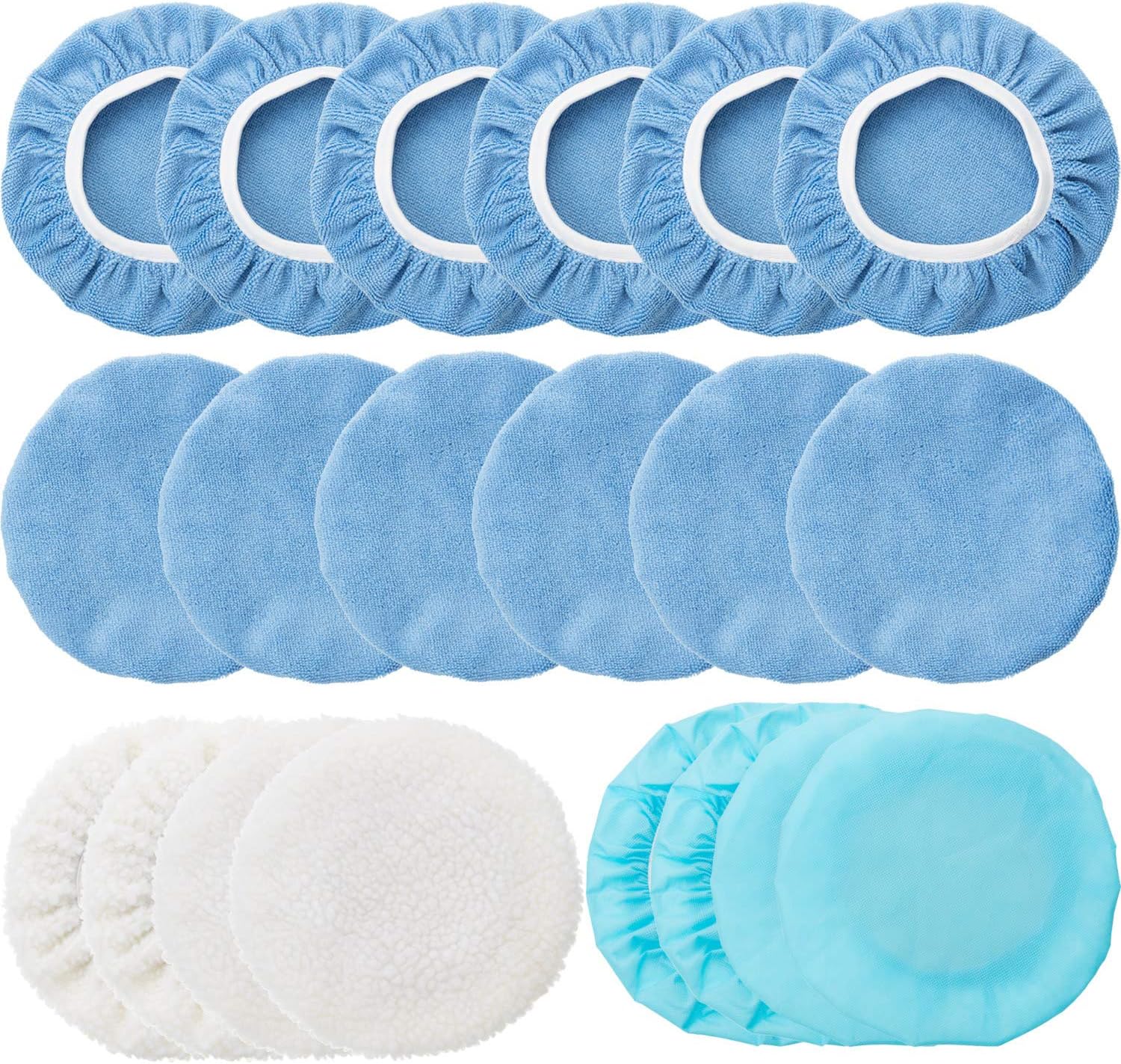 20 Pieces Car Orbital Buffer Polisher Pad Bonnet Microfiber Max Bonnet Polishing Buffing Pad Cover 5-6 Inches