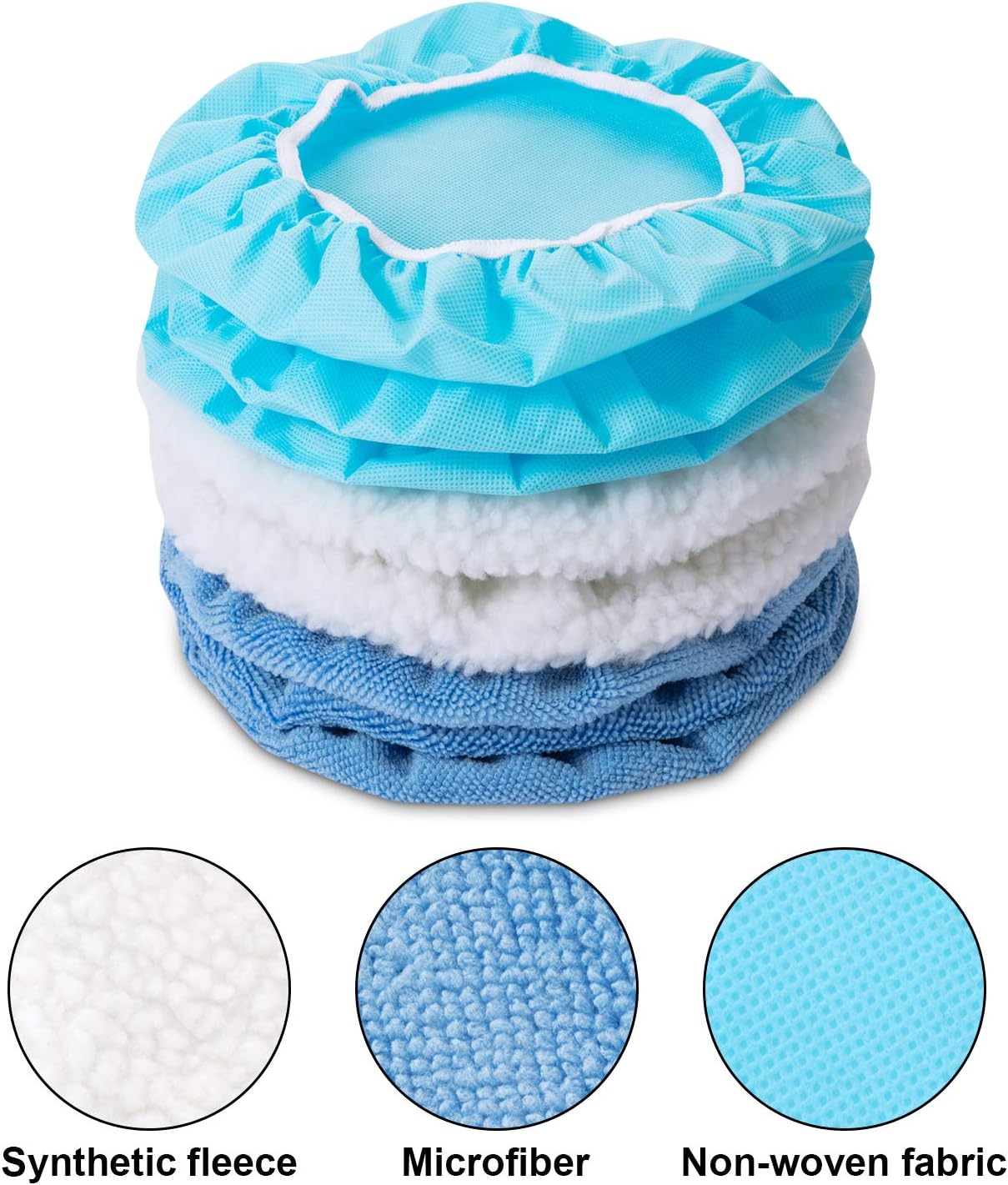 20 Pieces Car Orbital Buffer Polisher Pad Bonnet Microfiber Max Bonnet Polishing Buffing Pad Cover 5-6 Inches