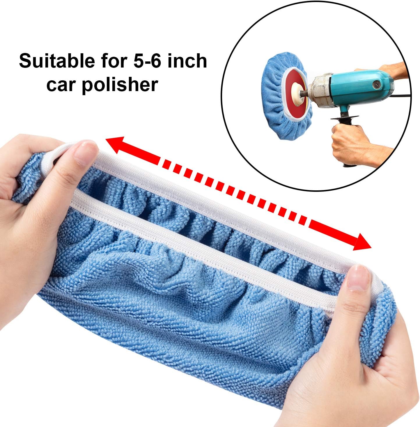 20 Pieces Car Orbital Buffer Polisher Pad Bonnet Microfiber Max Bonnet Polishing Buffing Pad Cover 5-6 Inches