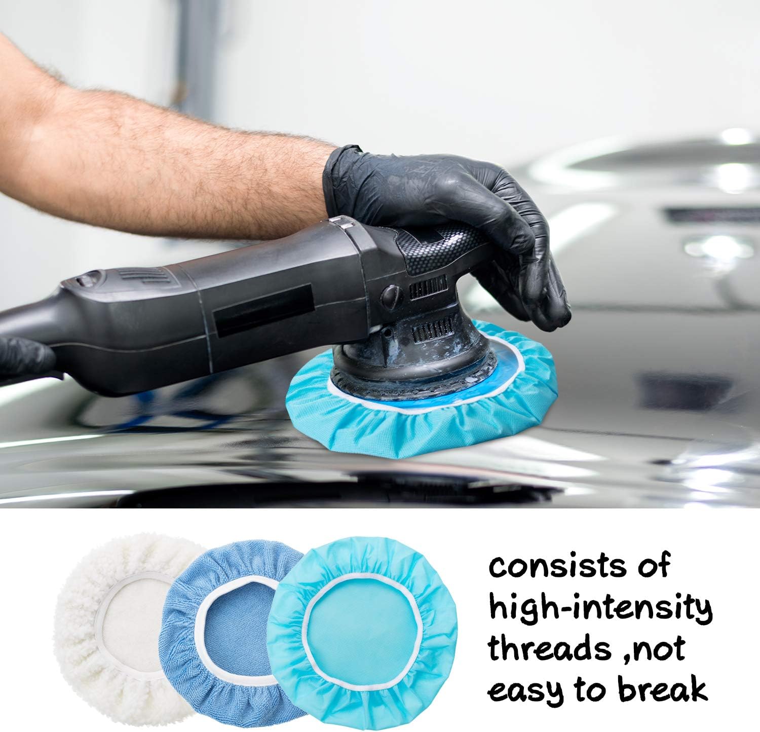 20 Pieces Car Orbital Buffer Polisher Pad Bonnet Microfiber Max Bonnet Polishing Buffing Pad Cover 5-6 Inches